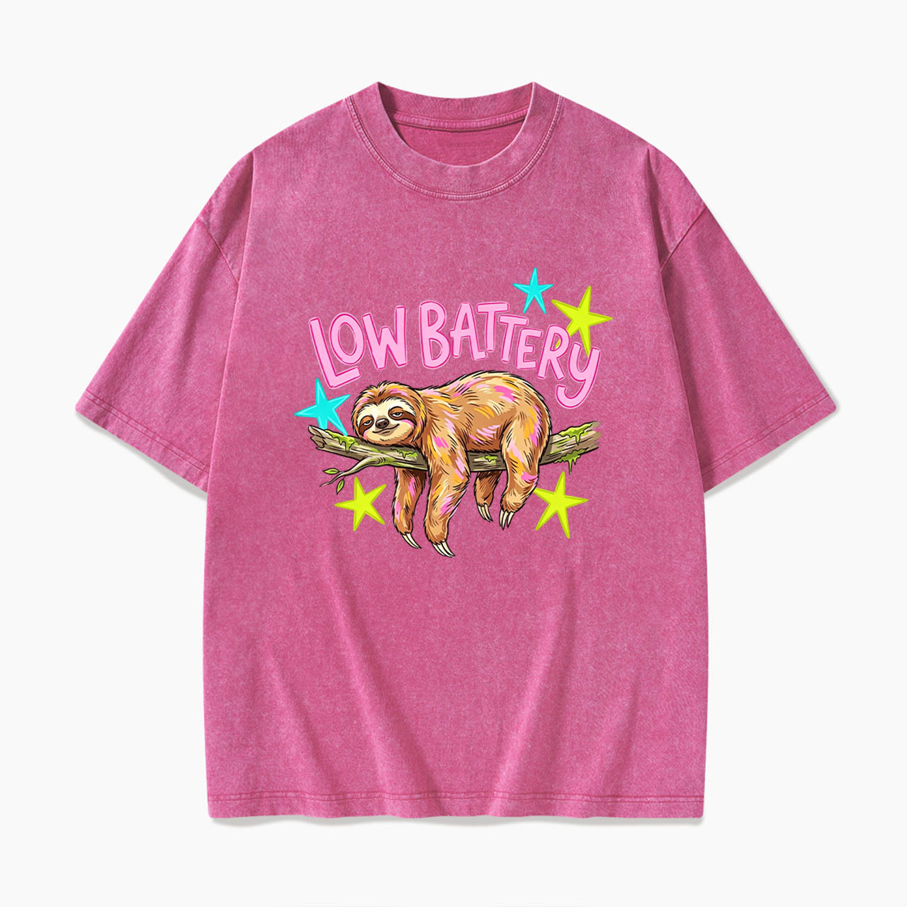 Low Battery Sloth Washed Tees