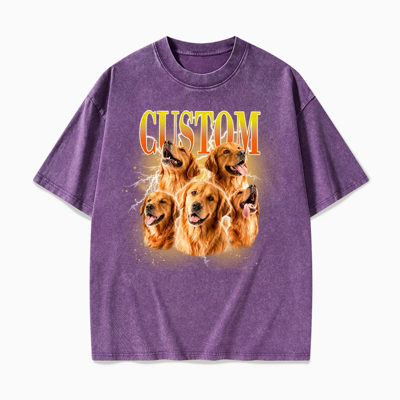 Personalized Vintage Pet Photo Name Washed Tees