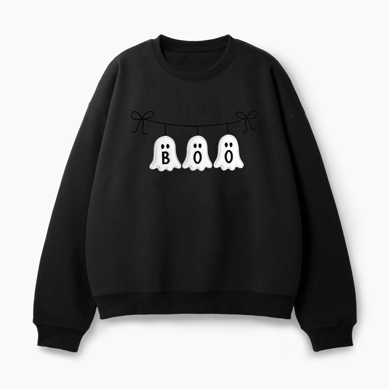 Embroidered Ghost Boo Halloween Classic Sweatshirt