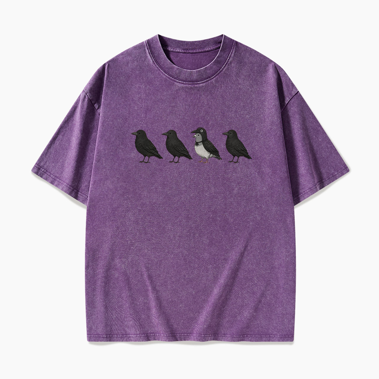 Funny Crow Pigeon Halloween Washed Tees