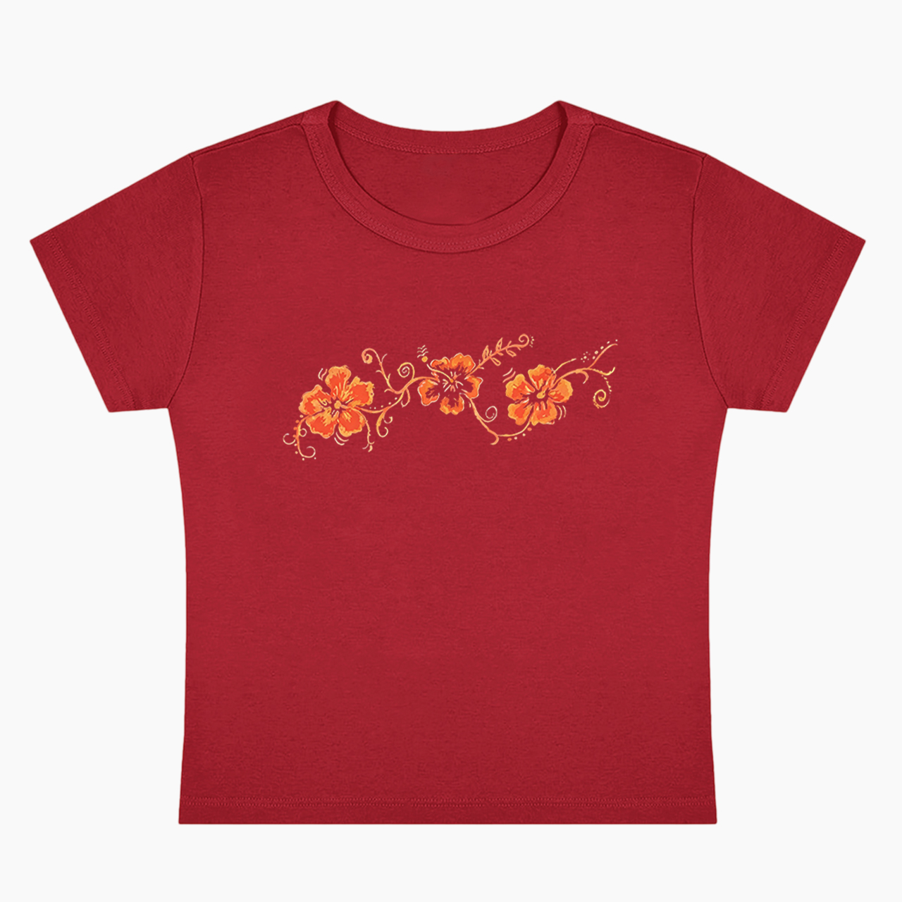 Orange Flower Baby Tee