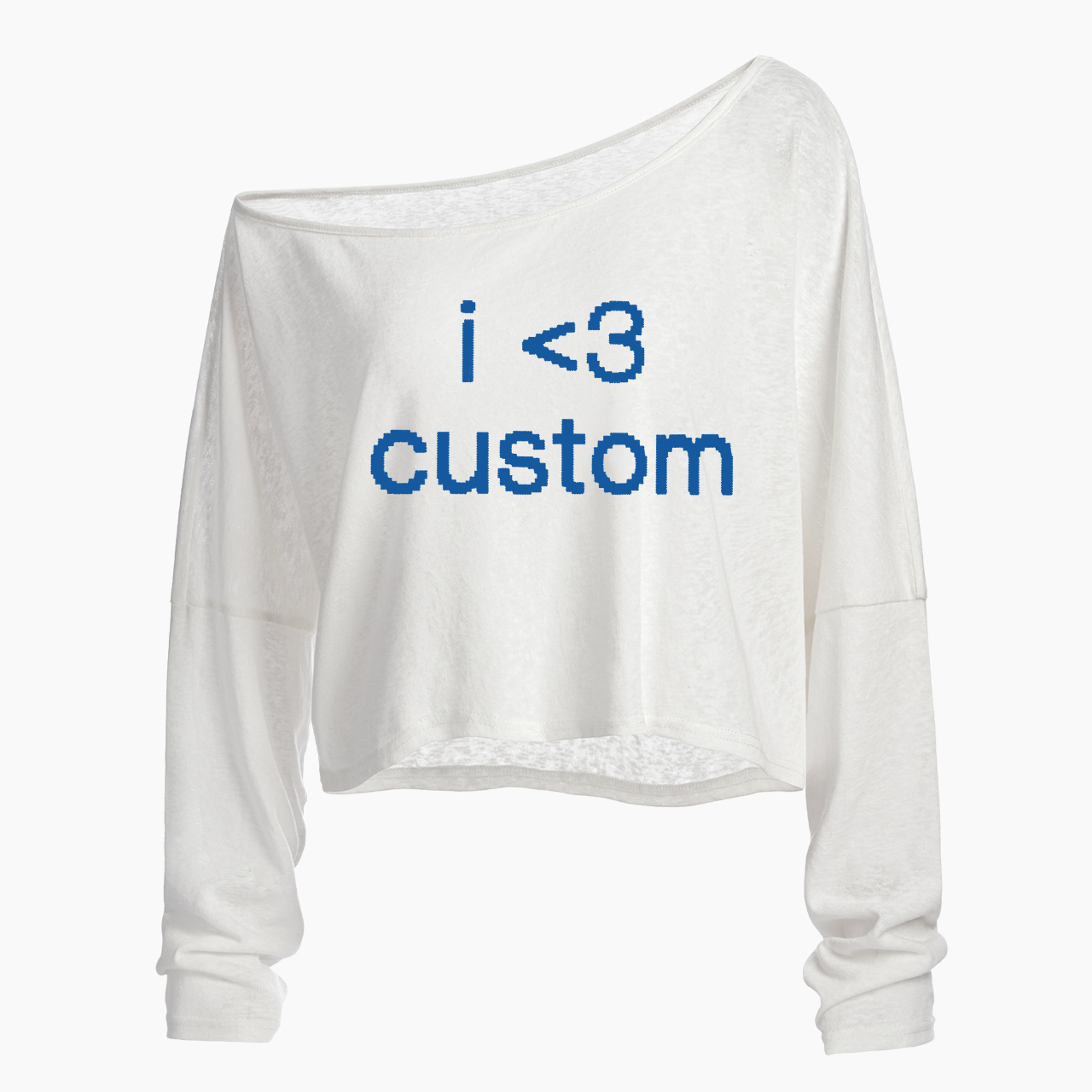 Personalized I Love Custom Minimal Off Shoulder Long Sleeve Crop Top