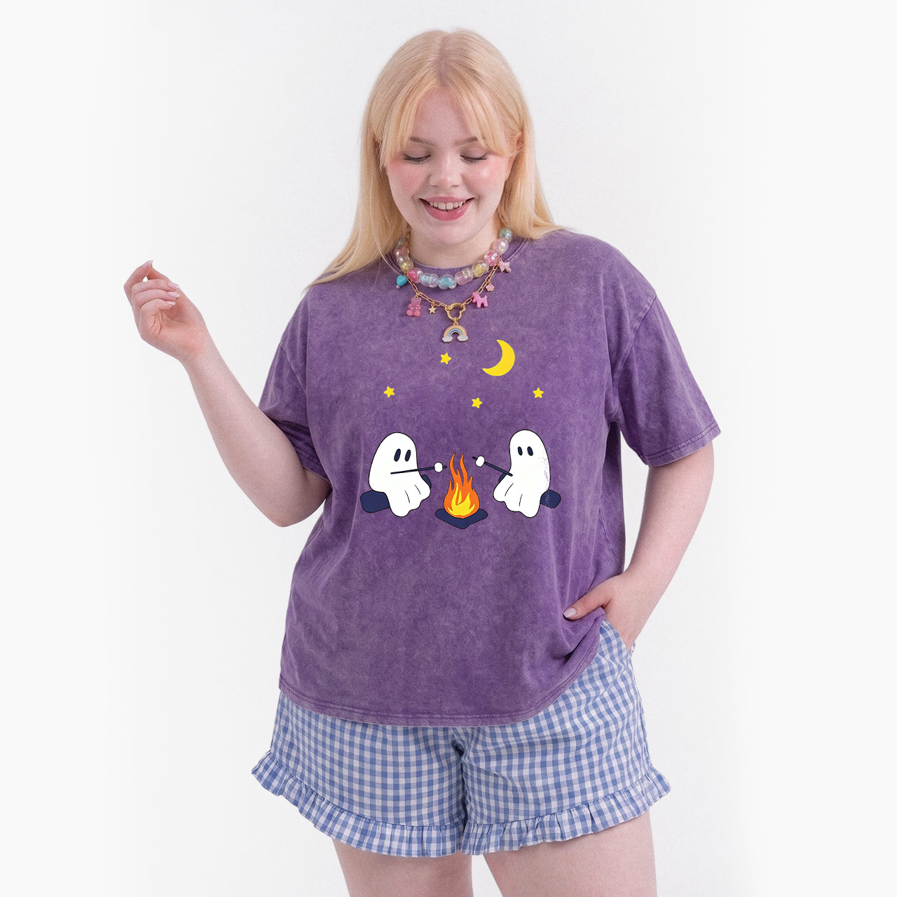 Ghosts Camping Halloween Washed Tees
