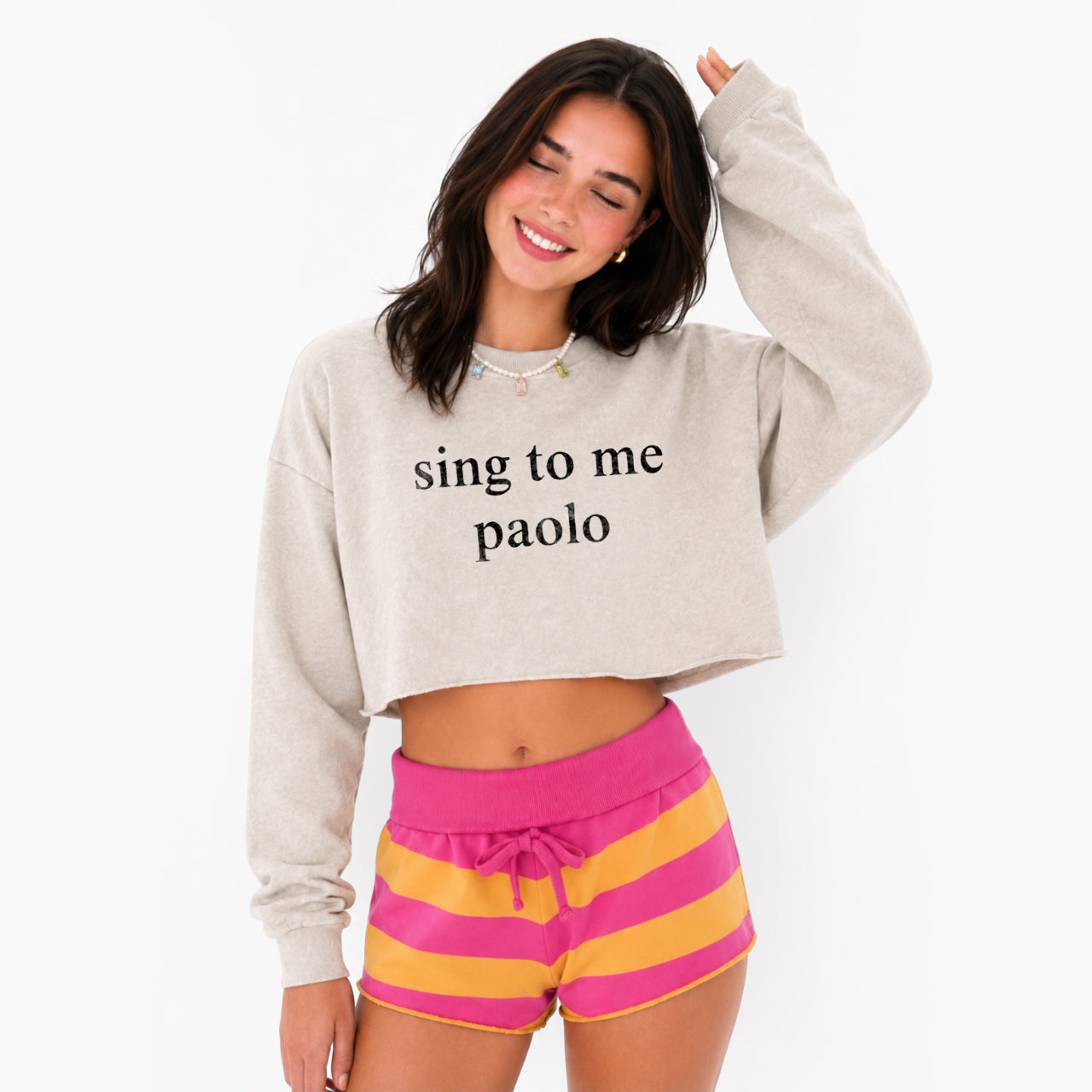 Funny Sing To Me Crop Washed Sweatshirts