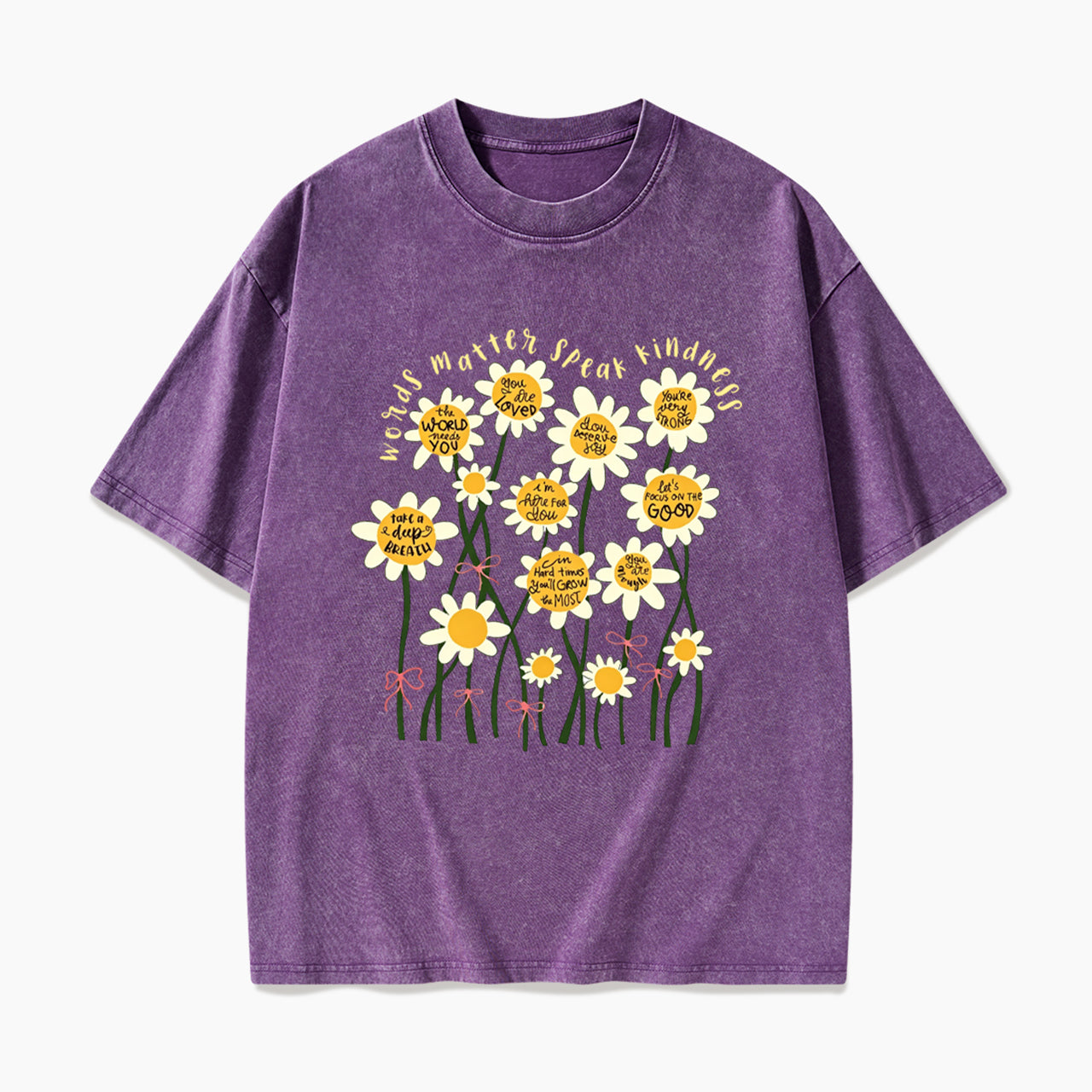 Daisy Flower Motivation Saying Washed Tees