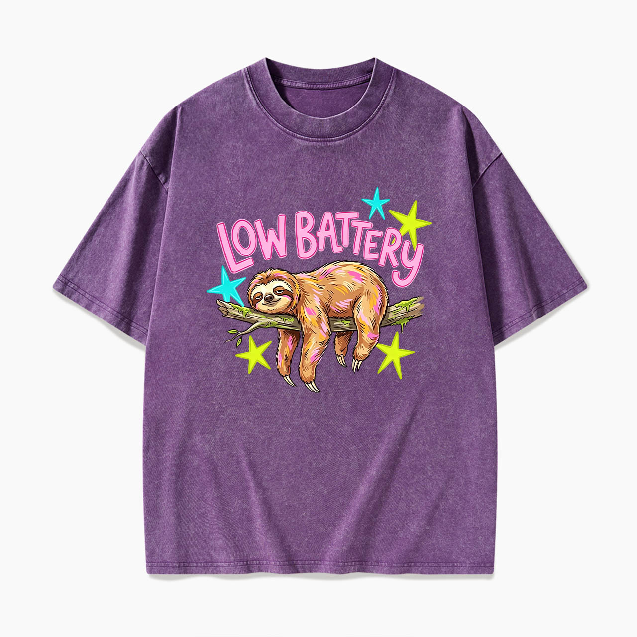 Low Battery Sloth Washed Tees