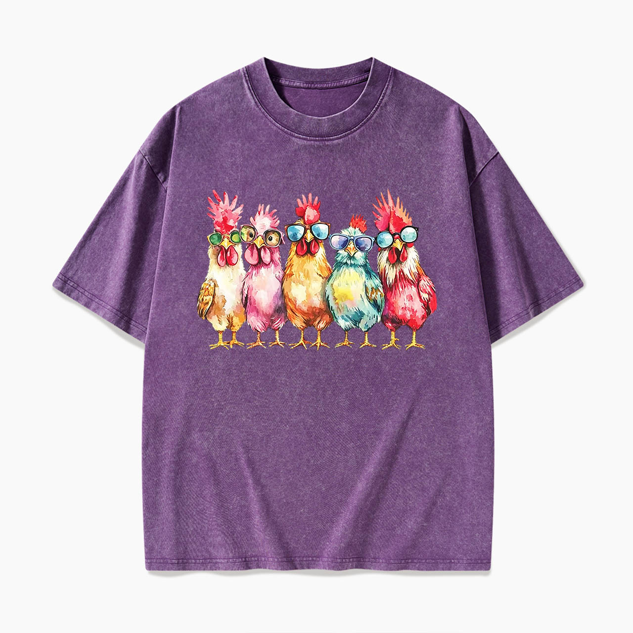 Funny Farmer Chicken Washed Tees
