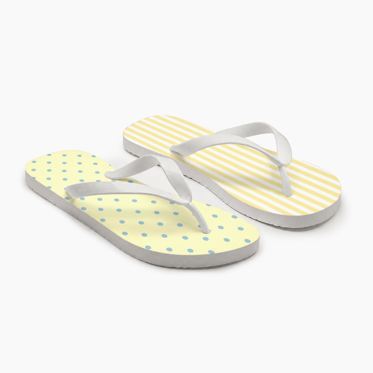 Lemon Stripe Blue Dot Flip Flops