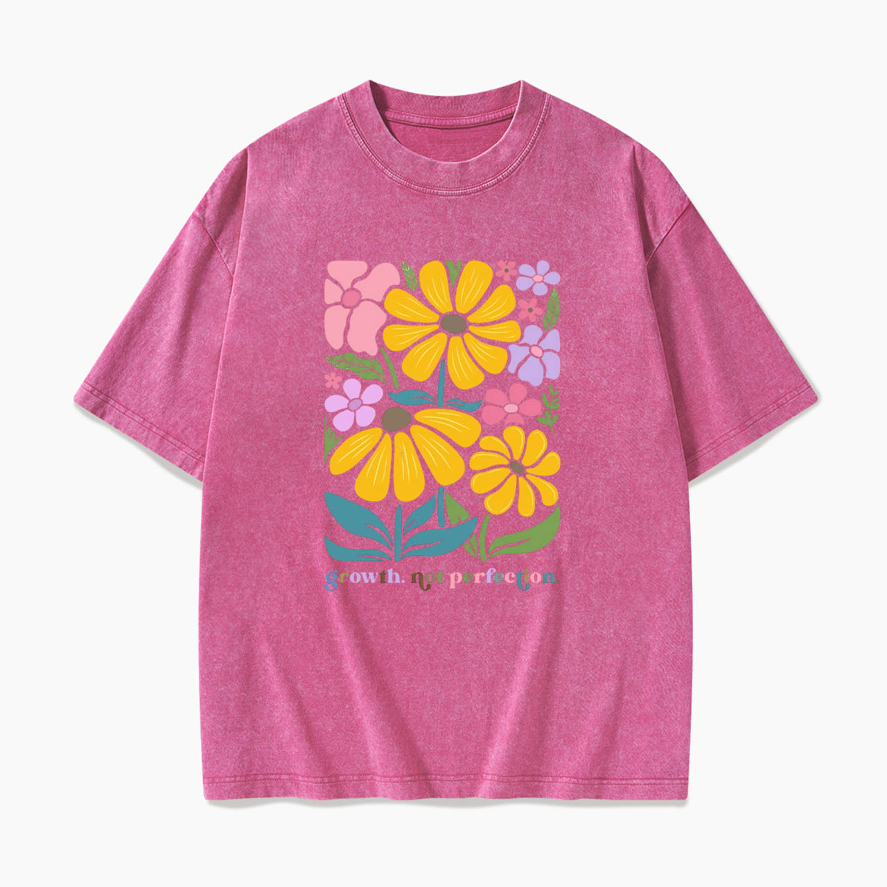 Growth Not Perfection Floral Washed Tees
