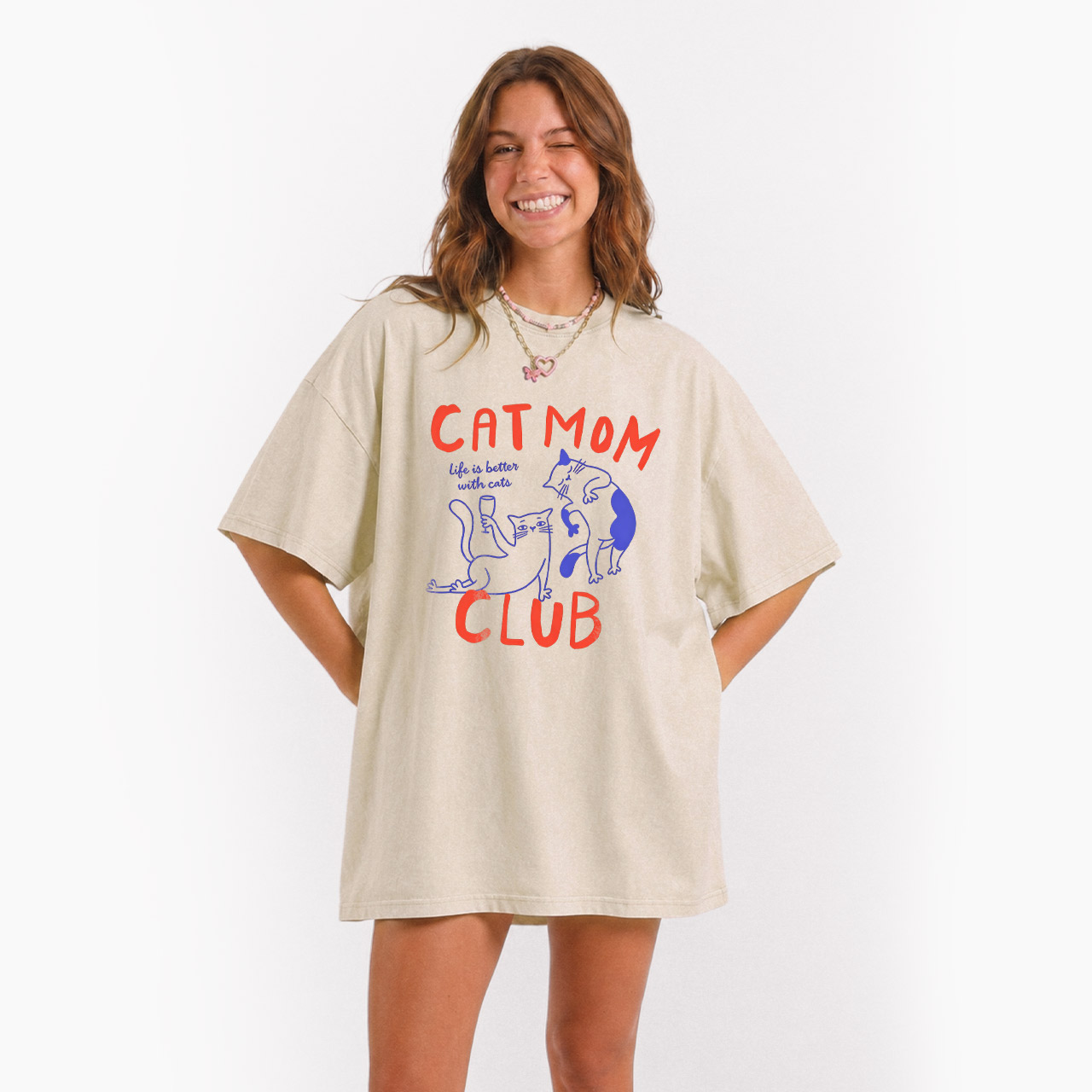 Cat Mom Club Washed Tees