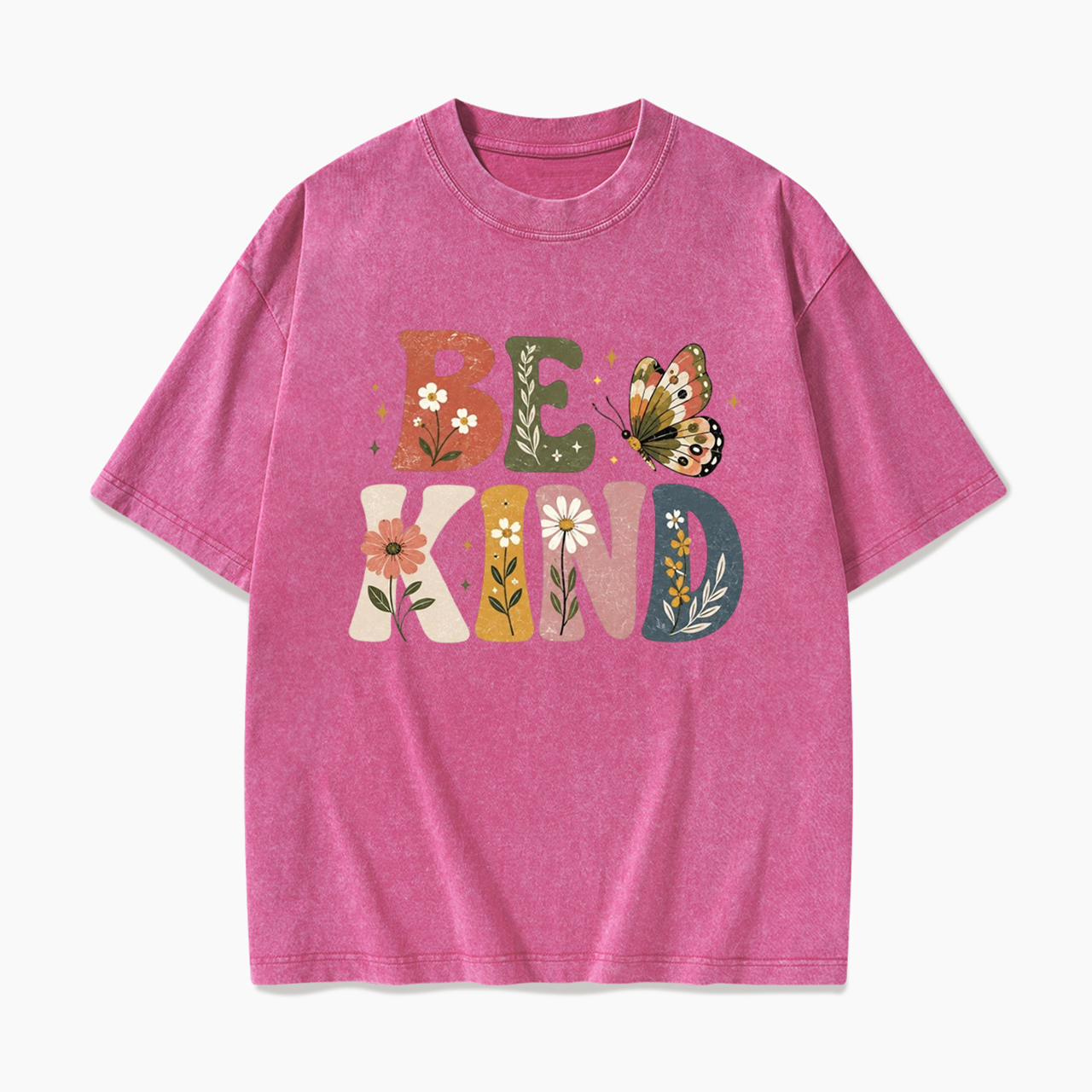 Be Kind Floral Butterfly Washed Tees