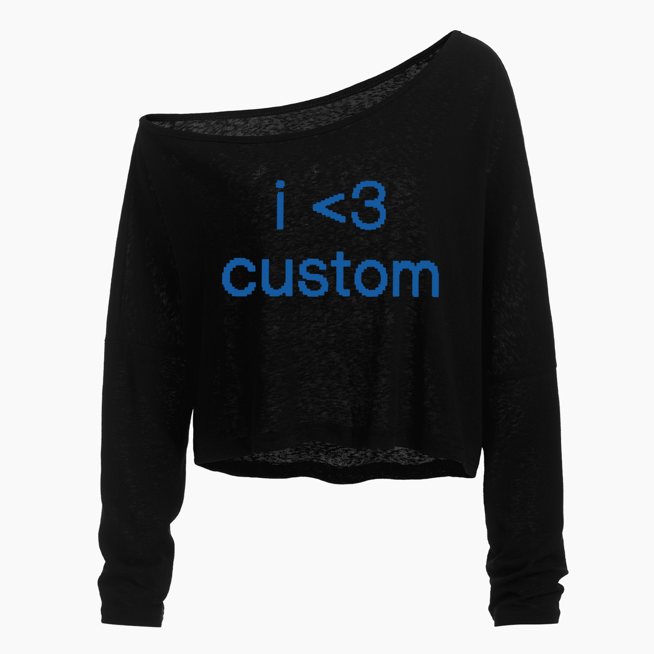 Personalized I Love Custom Minimal Off Shoulder Long Sleeve Crop Top