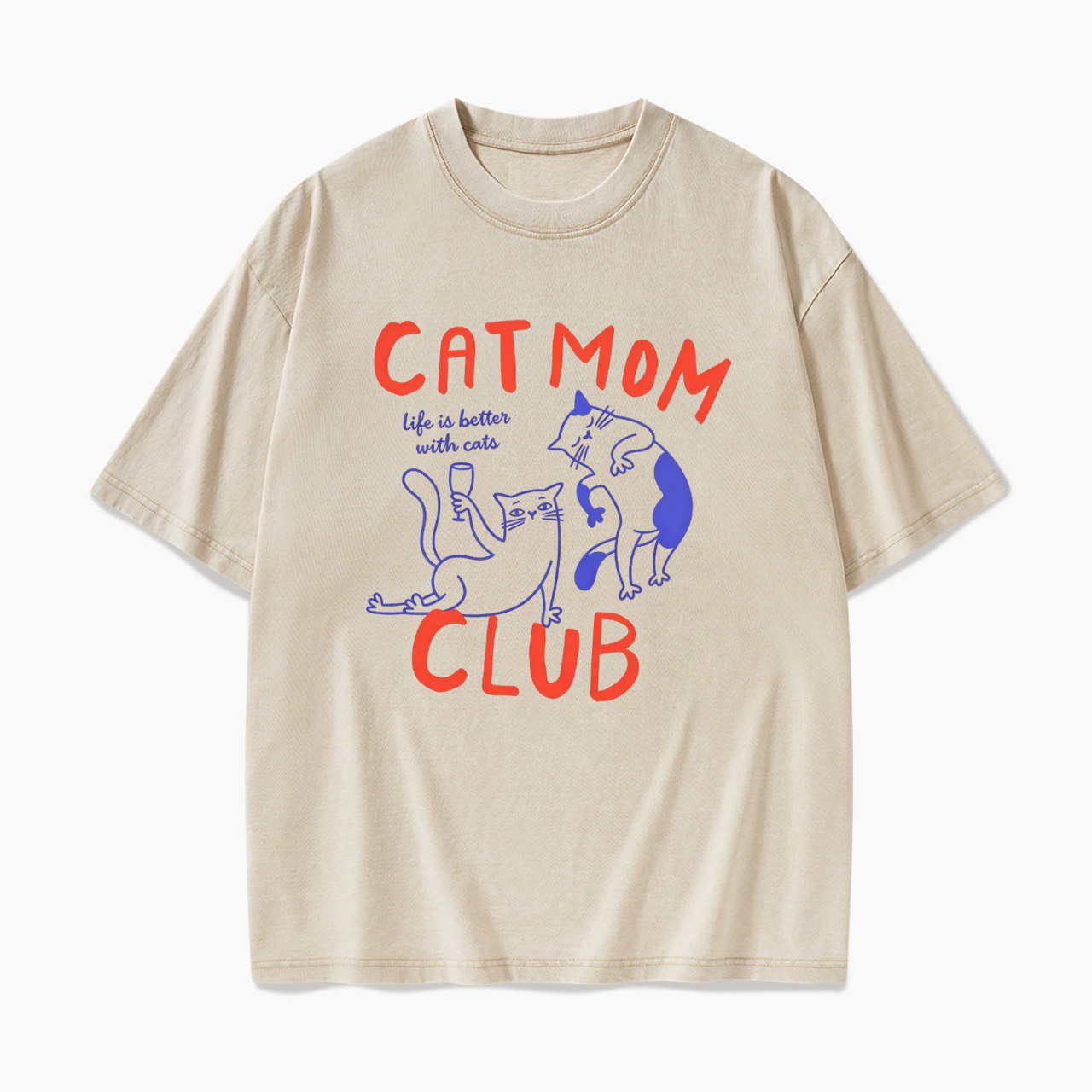 Cat Mom Club Washed Tees