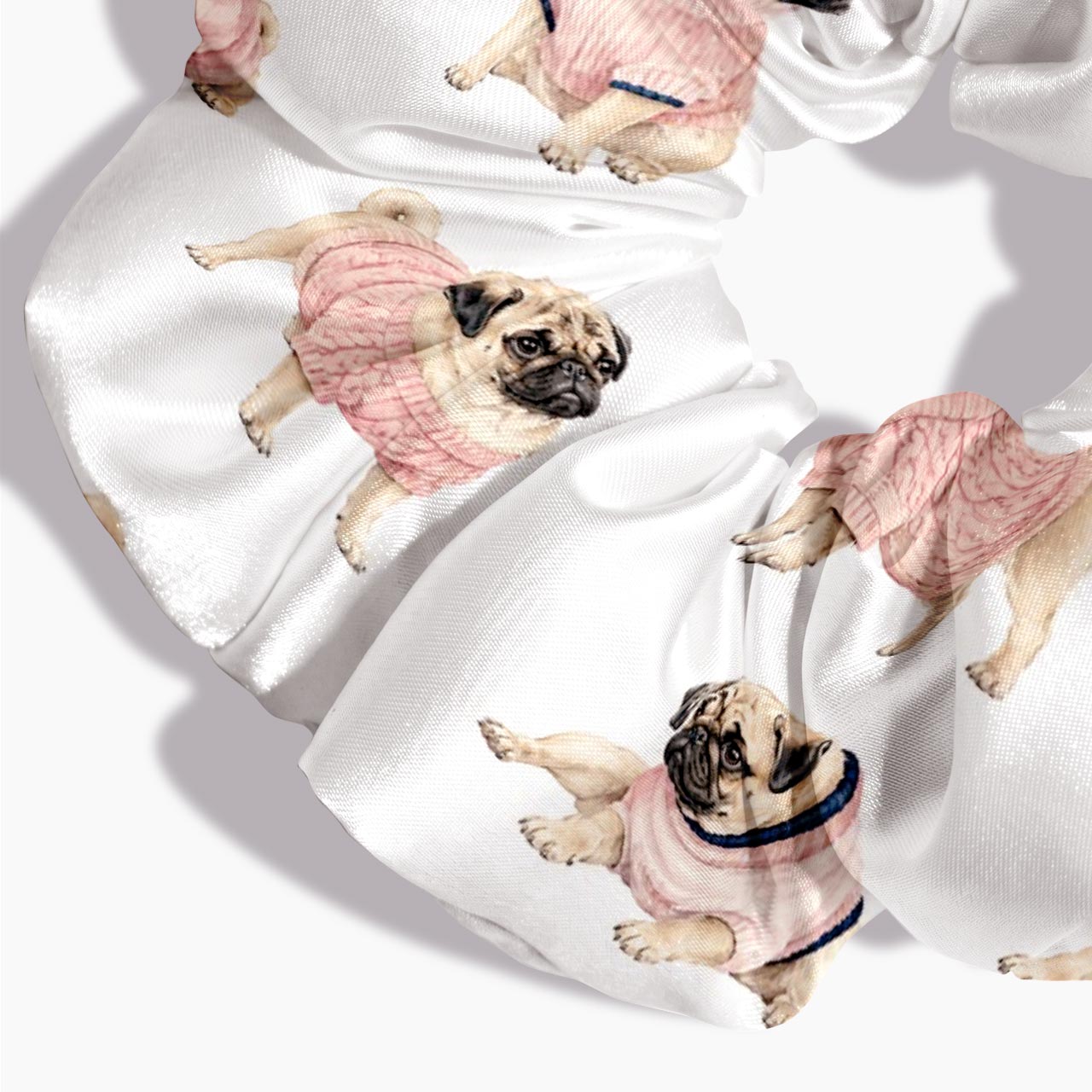 Pugs in Pink Hair Scrunchie Jellypine
