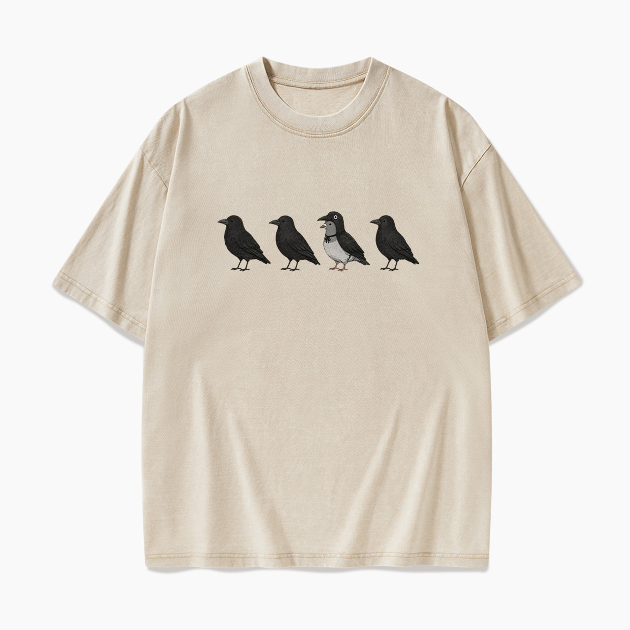 Funny Crow Pigeon Halloween Washed Tees