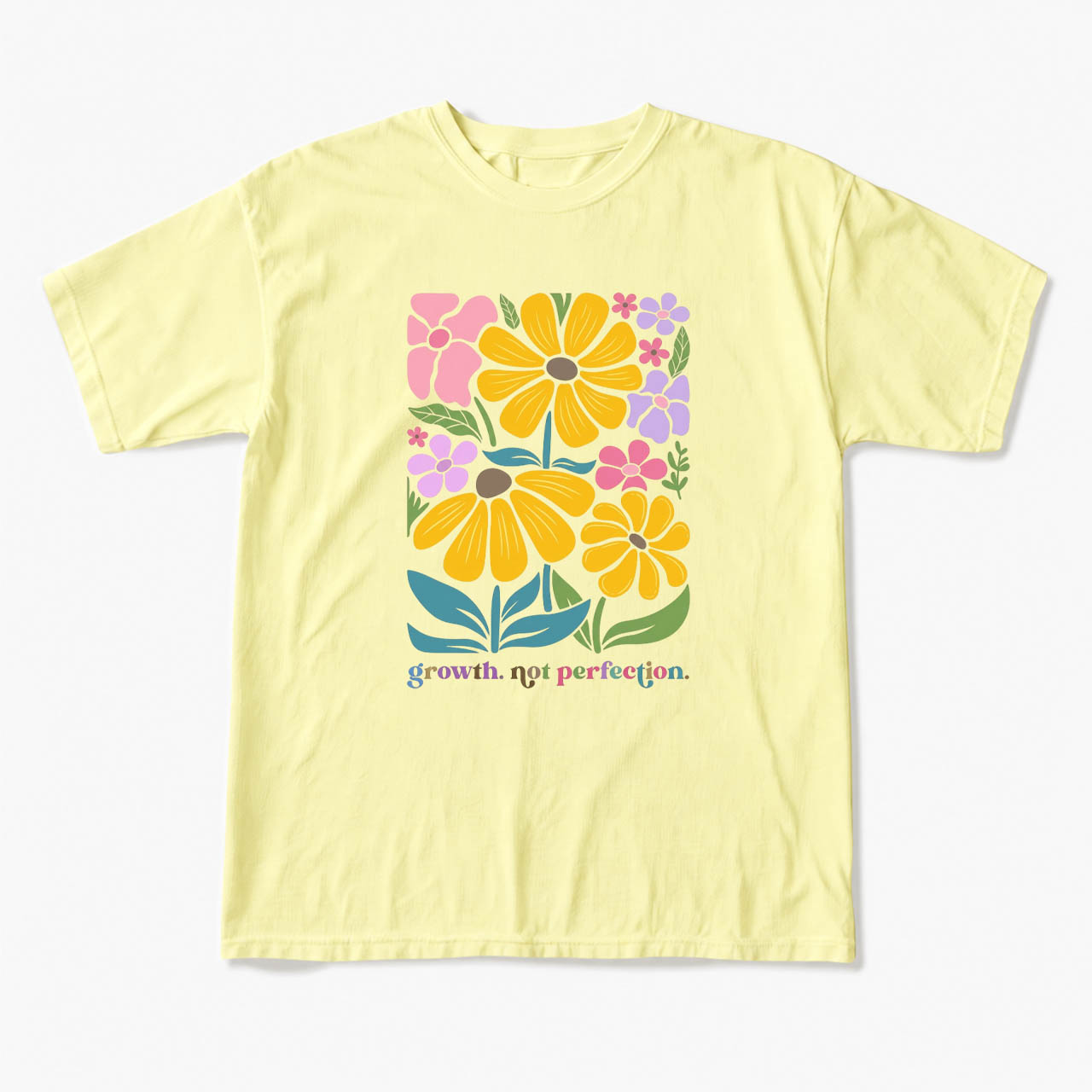 Growth Not Perfection Floral T Shirts
