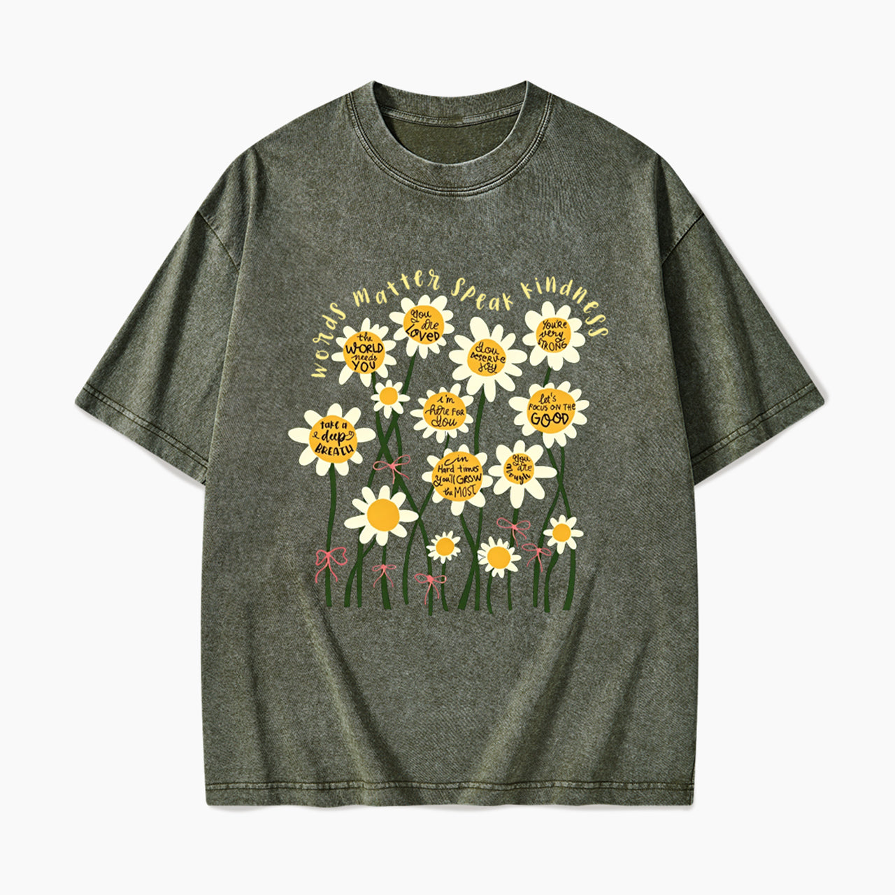 Daisy Flower Motivation Saying Washed Tees
