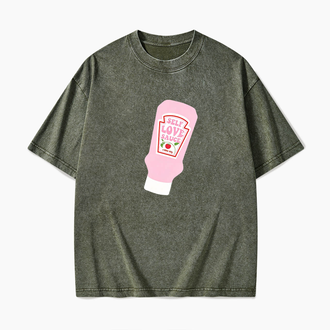 Pink Self Love Sauce Bottle Washed Tees