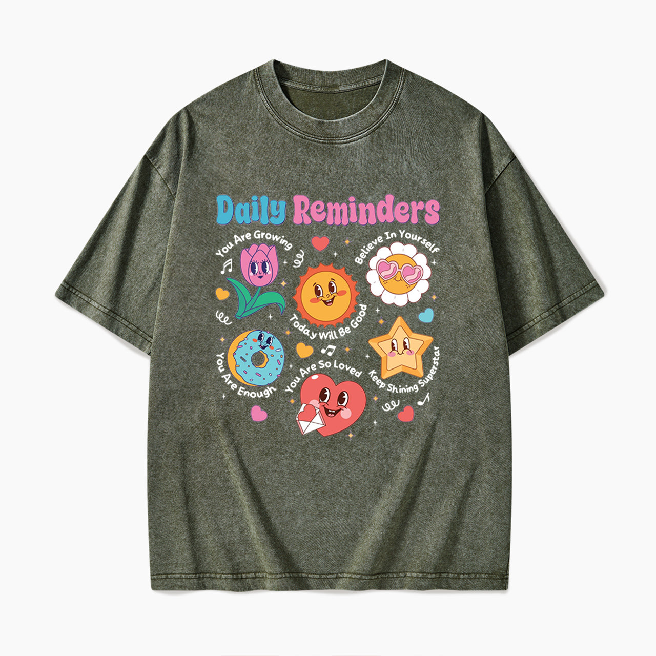 Daily Reminders Motivational Kindness Washed Tees