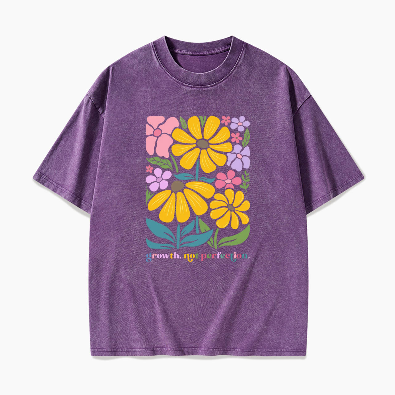 Growth Not Perfection Floral Washed Tees
