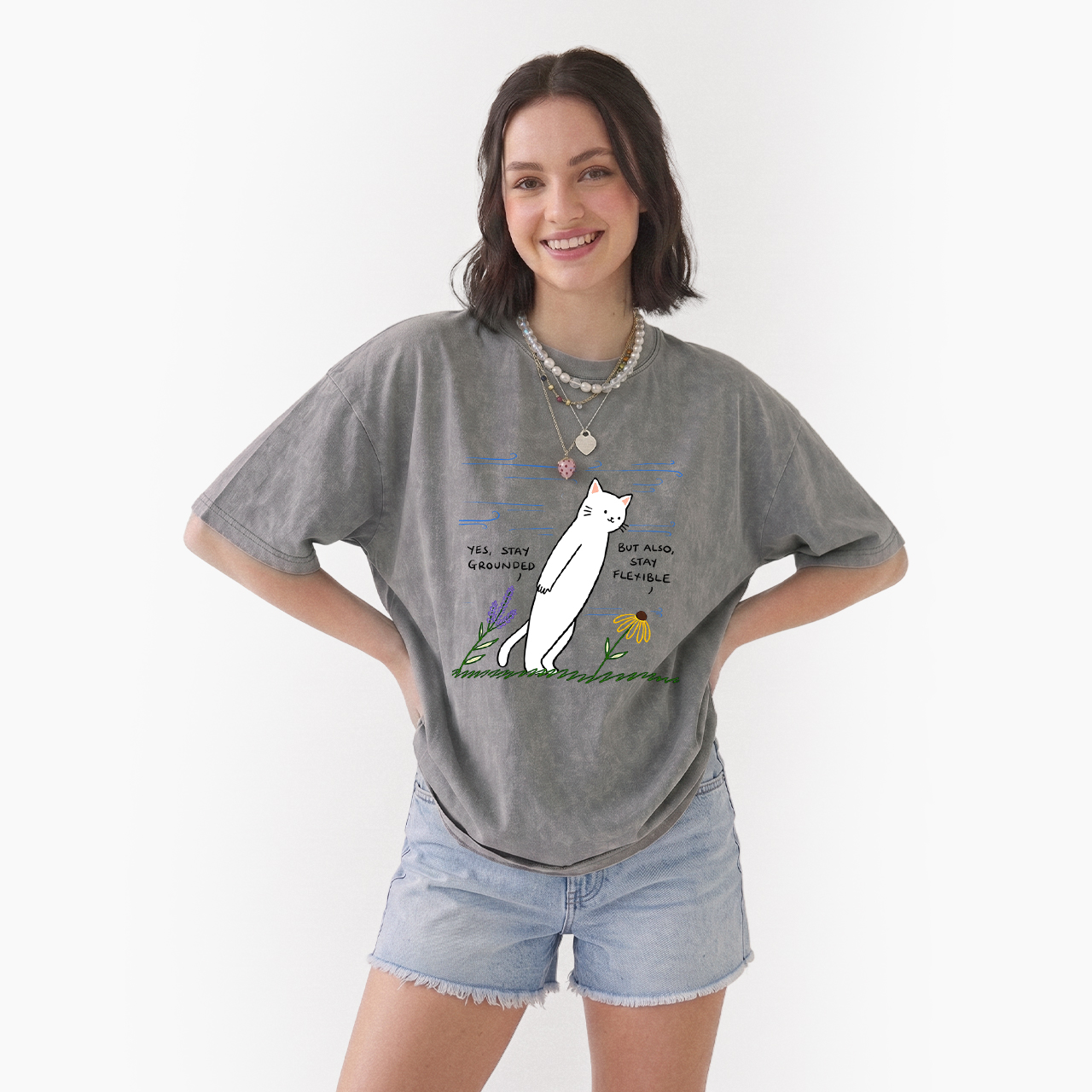 Stay Grounded Stay Flexible Washed Tees