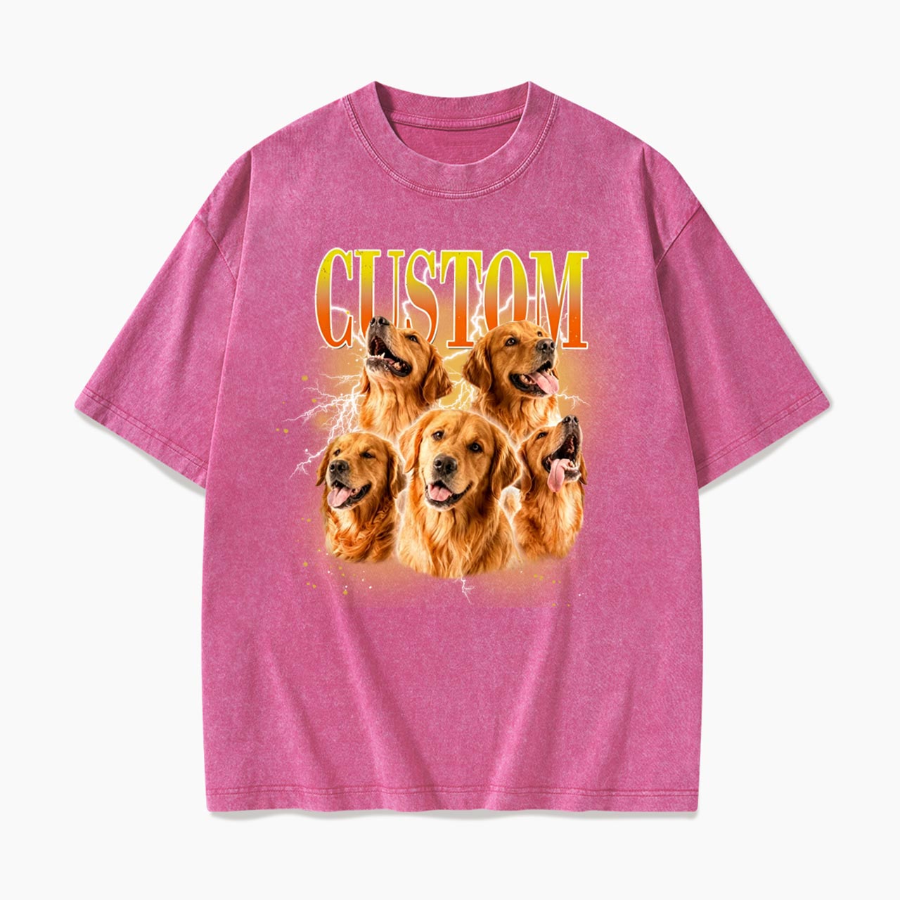 Personalized Vintage Pet Photo Name Washed Tees