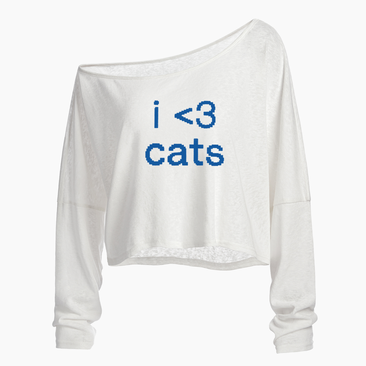 I Love Cats Cat Lover Off Shoulder Long Sleeve Crop Top