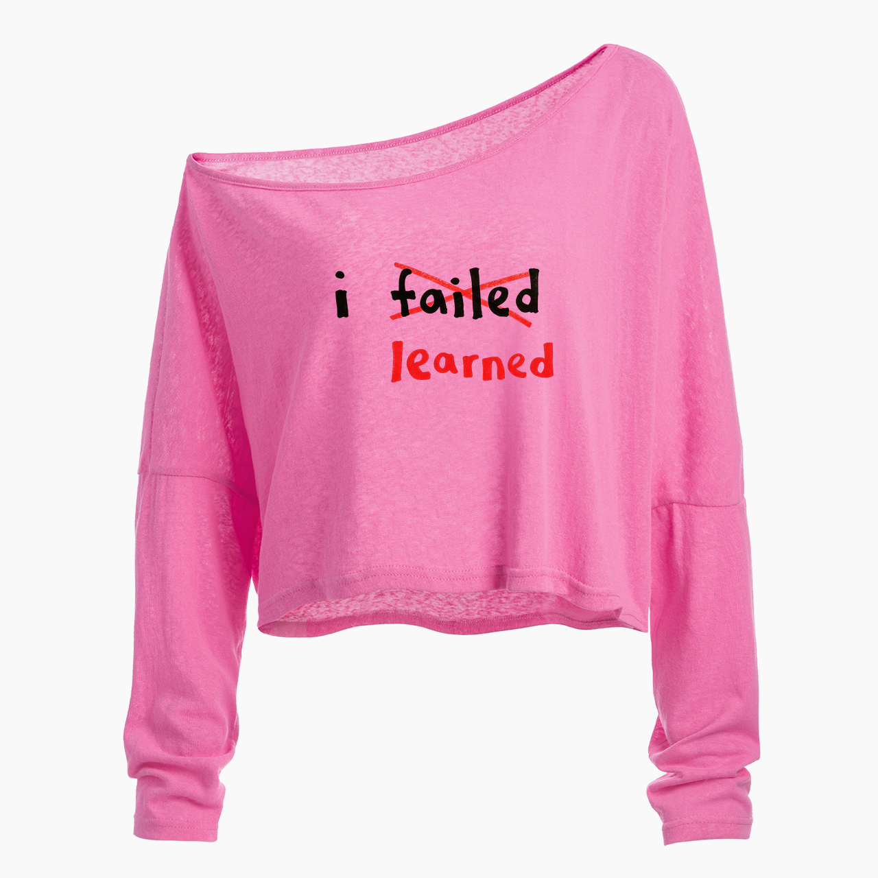 Fail to Learn Off Shoulder Long Sleeve Crop Top