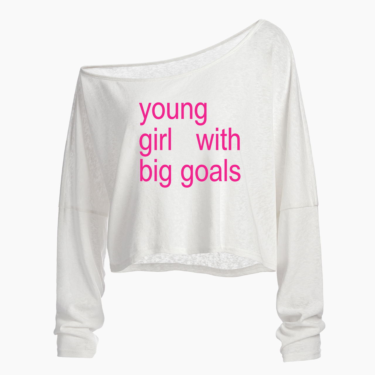 Young Girl With Big Goals Off Shoulder Long Sleeve Crop Top