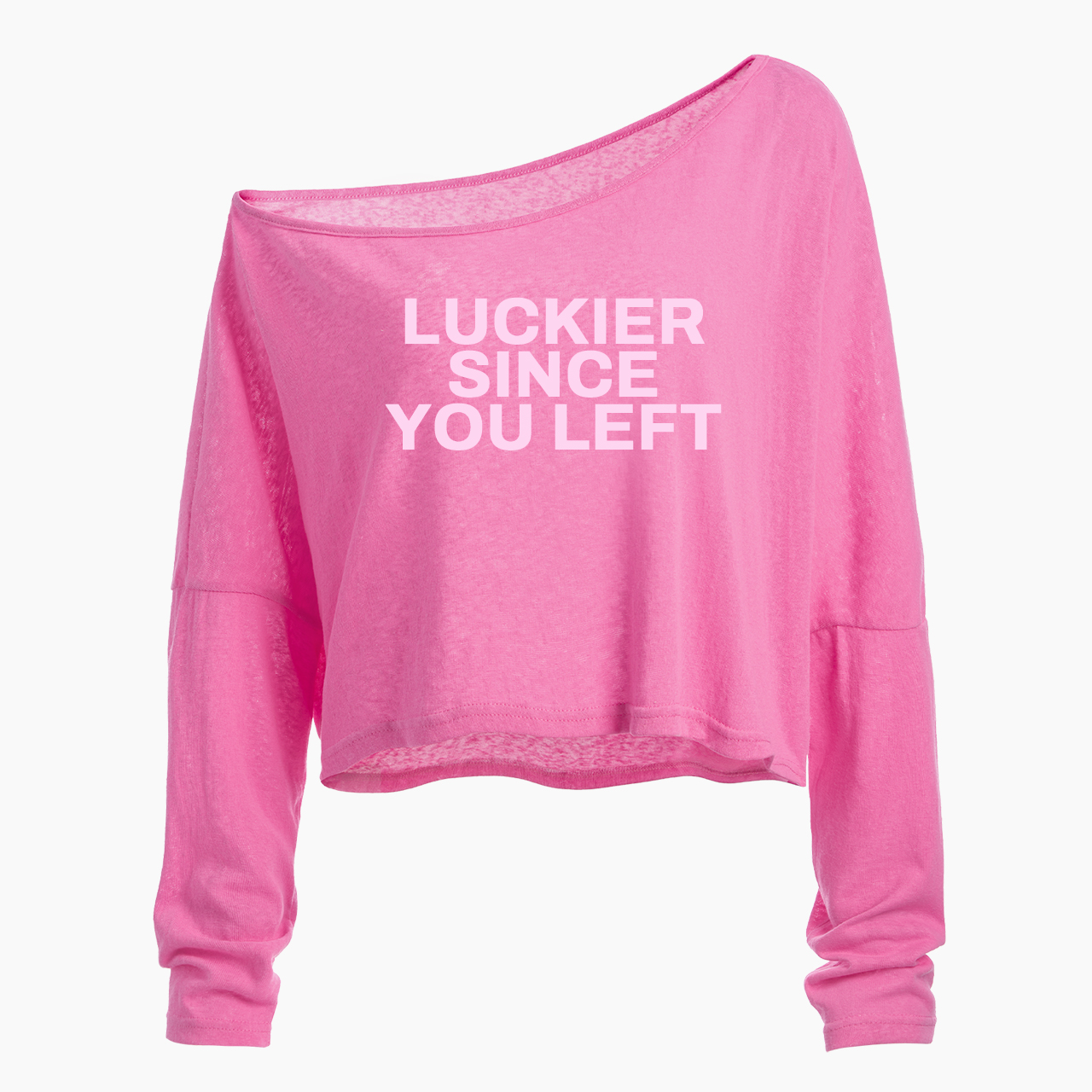 Luckier Since You Left Off Shoulder Long Sleeve Crop Top