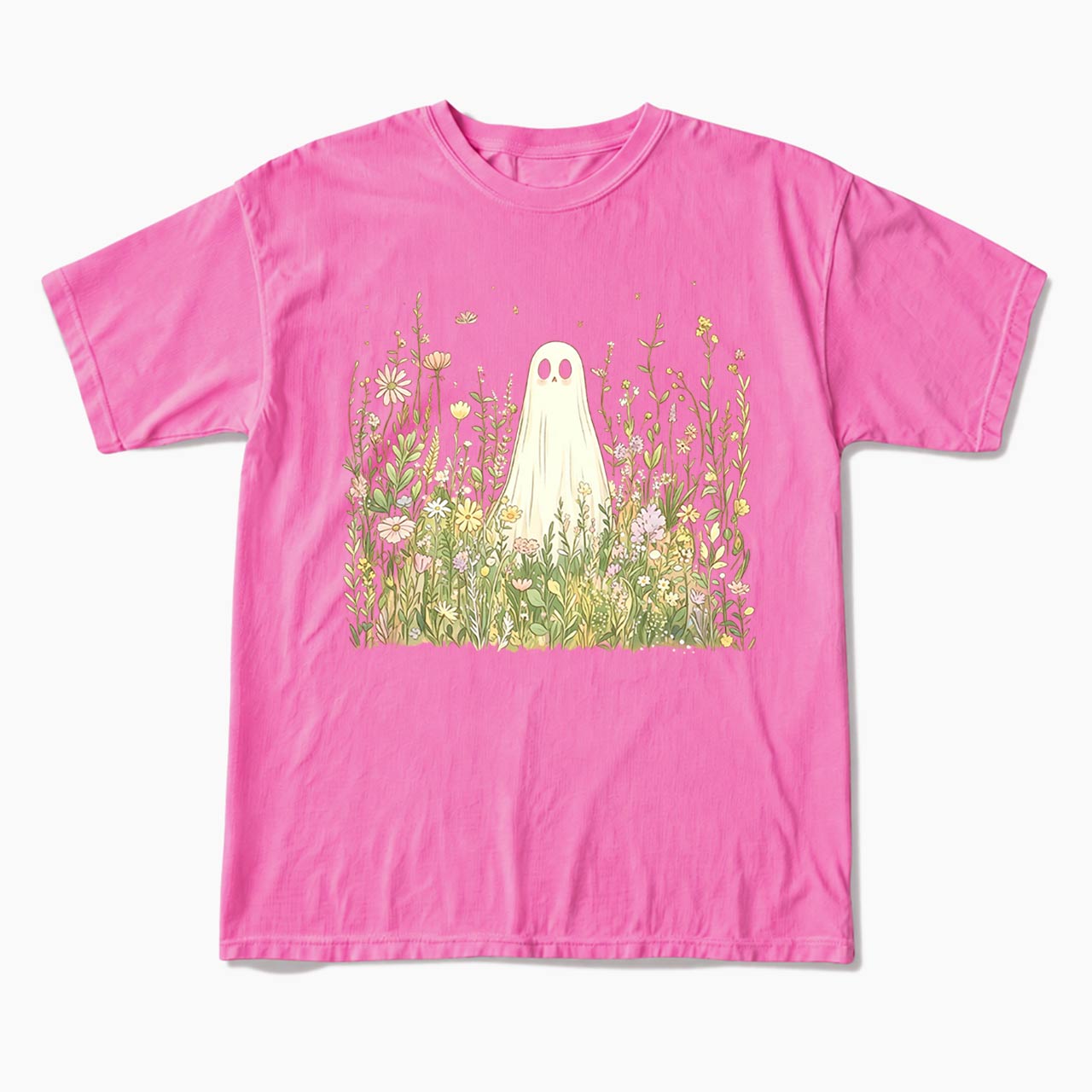 Cute Ghost with Wildflowers T Shirts