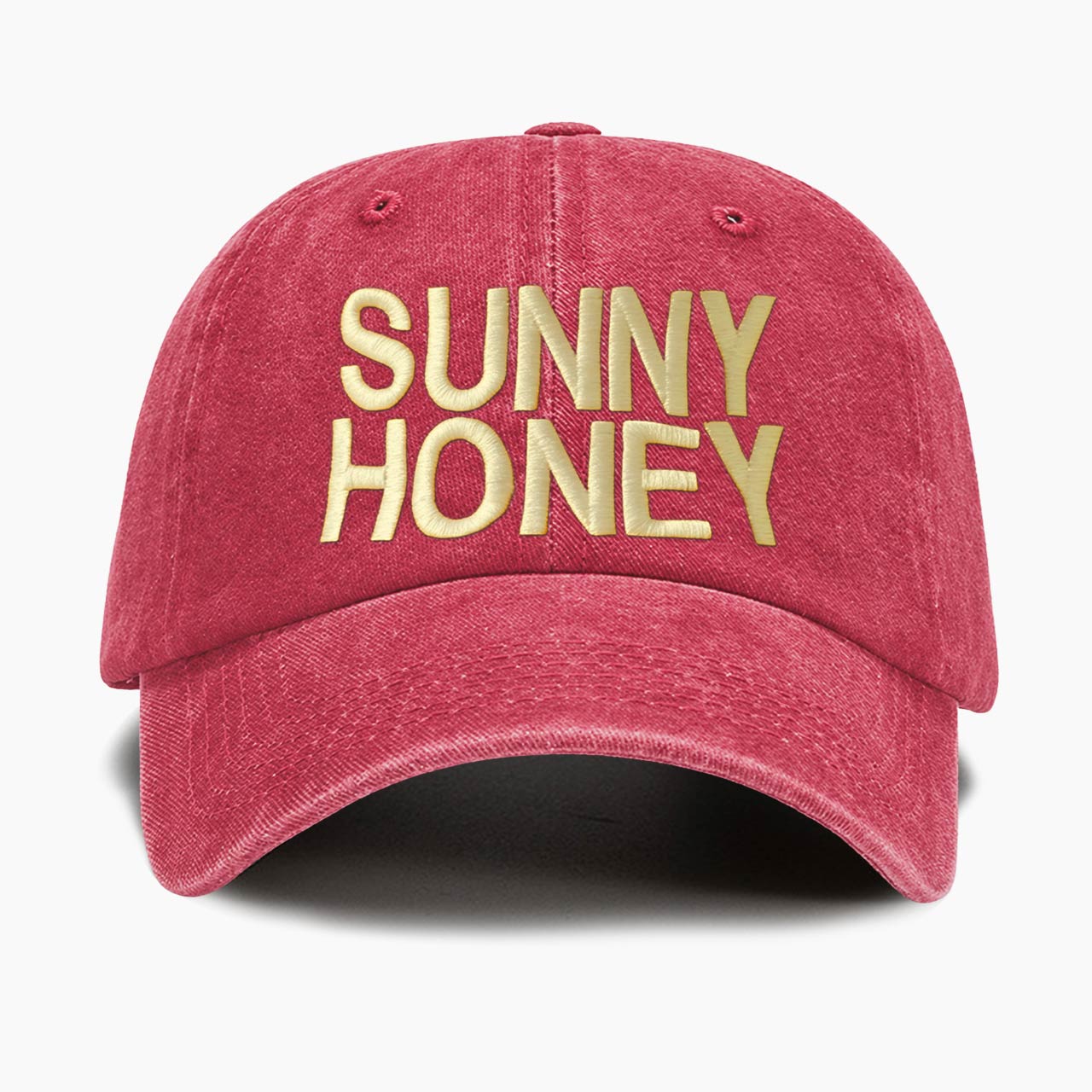 Embroidered Sunny Honey Washed Baseball Cap