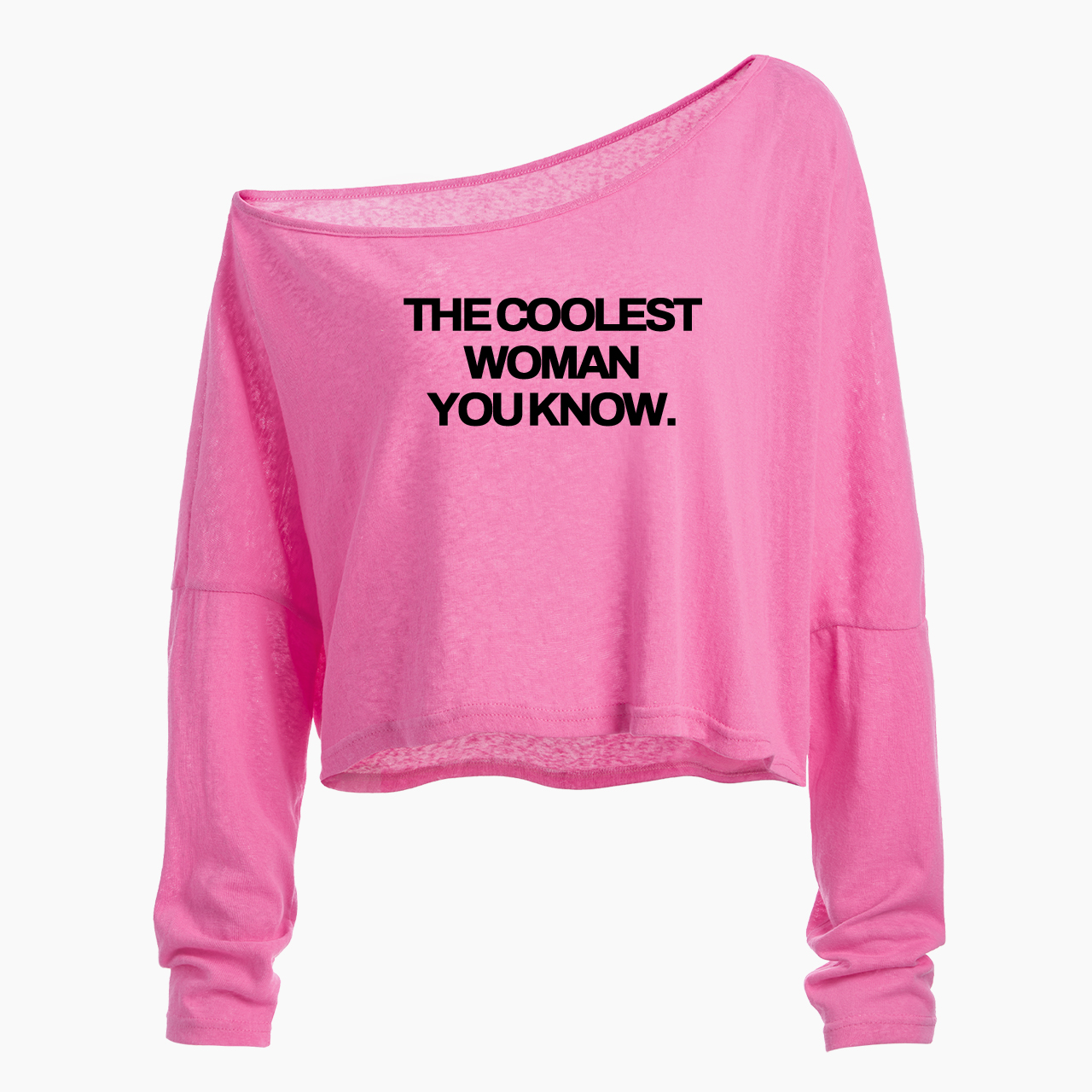 The Coolest Woman You Know Off Shoulder Long Sleeve Crop Top