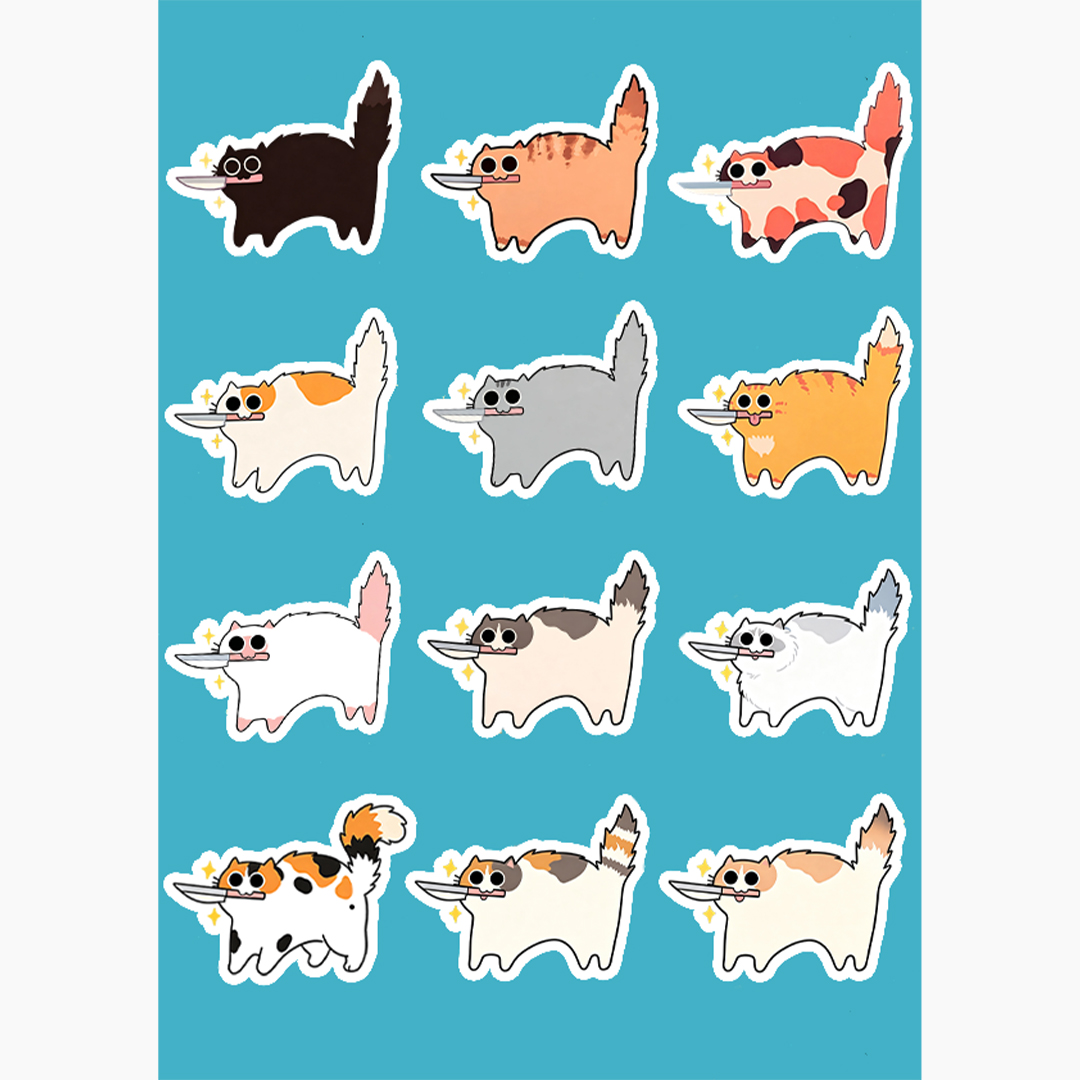 Jellypine Danger Kitty Sticker Of 12