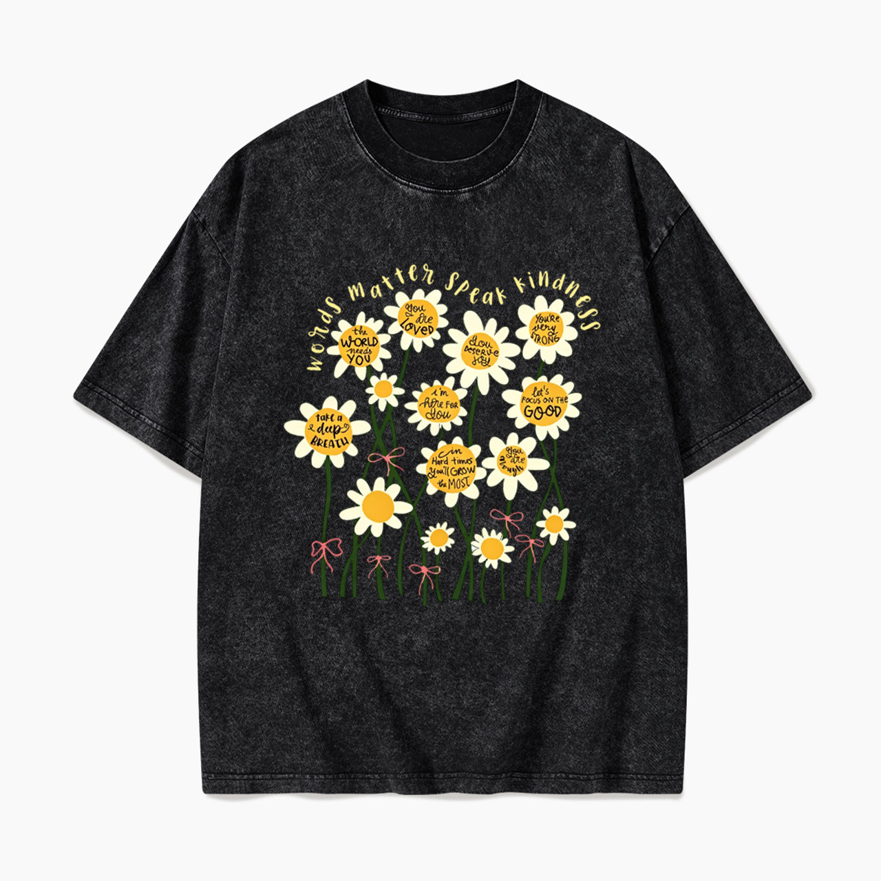 Daisy Flower Motivation Saying Washed Tees