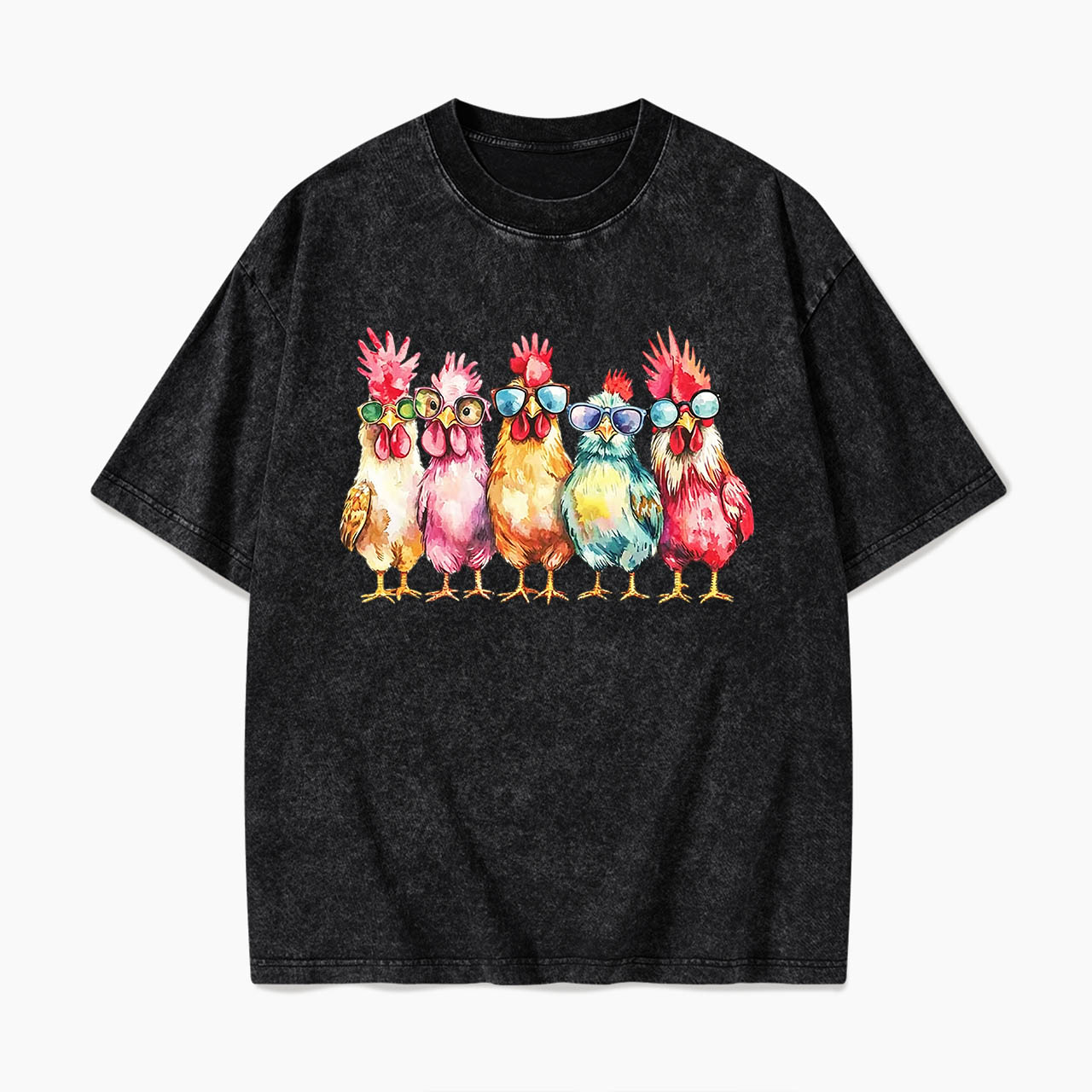 Funny Farmer Chicken Washed Tees