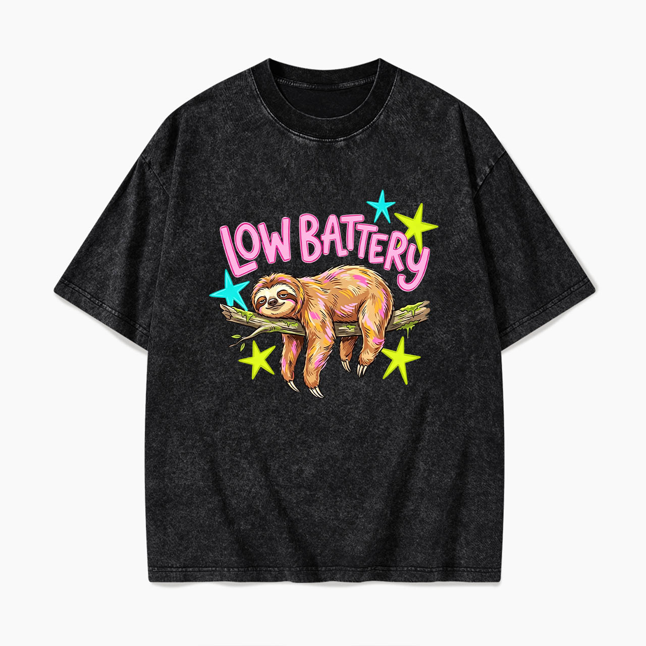 Low Battery Sloth Washed Tees