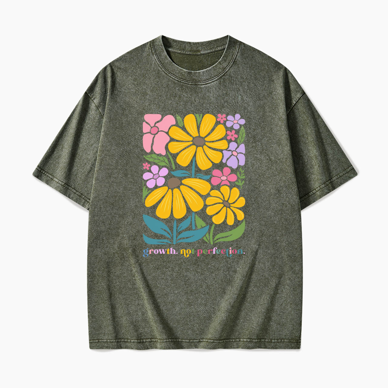 Growth Not Perfection Floral Washed Tees