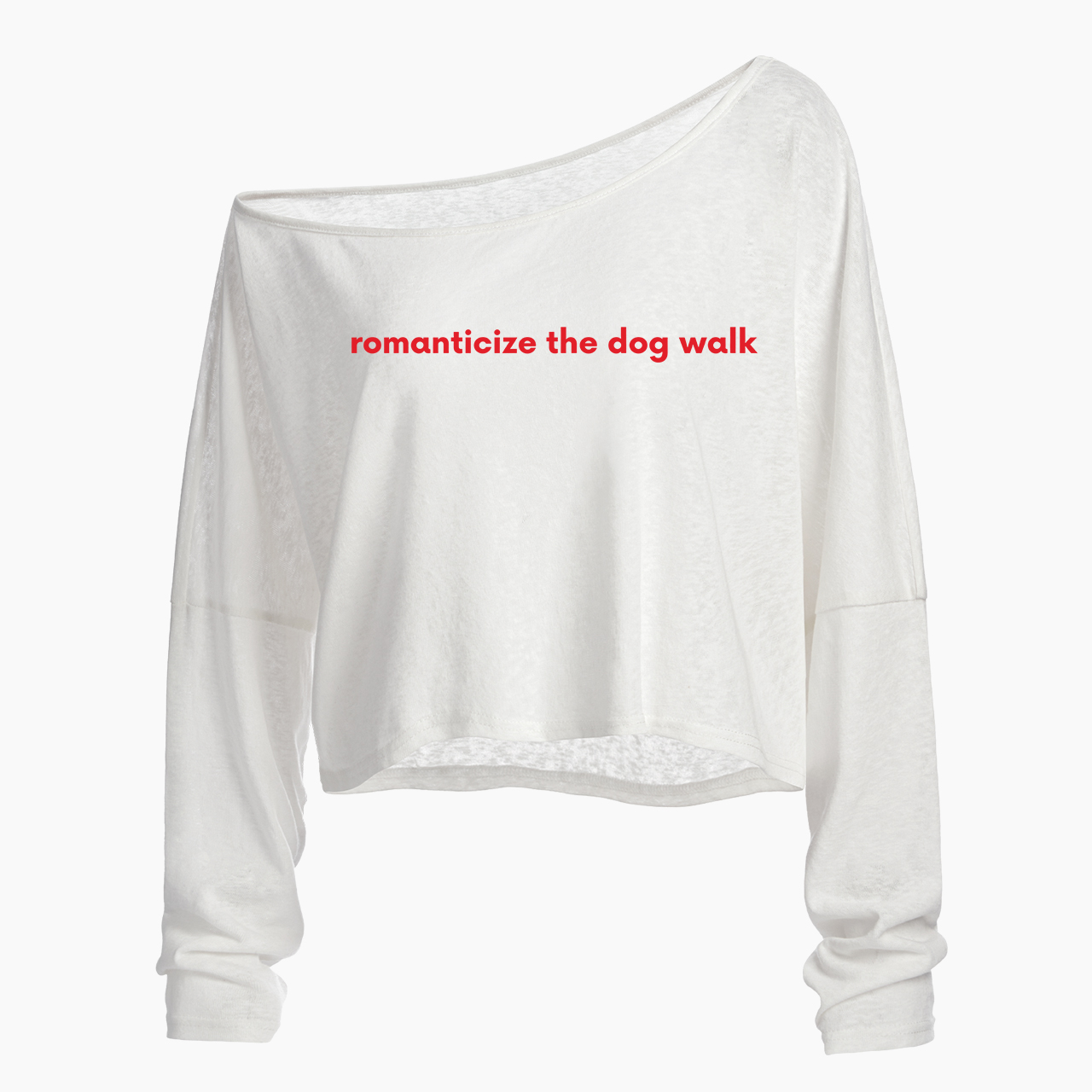 Romanticize The Dog Walk Off Shoulder Long Sleeve Crop Top