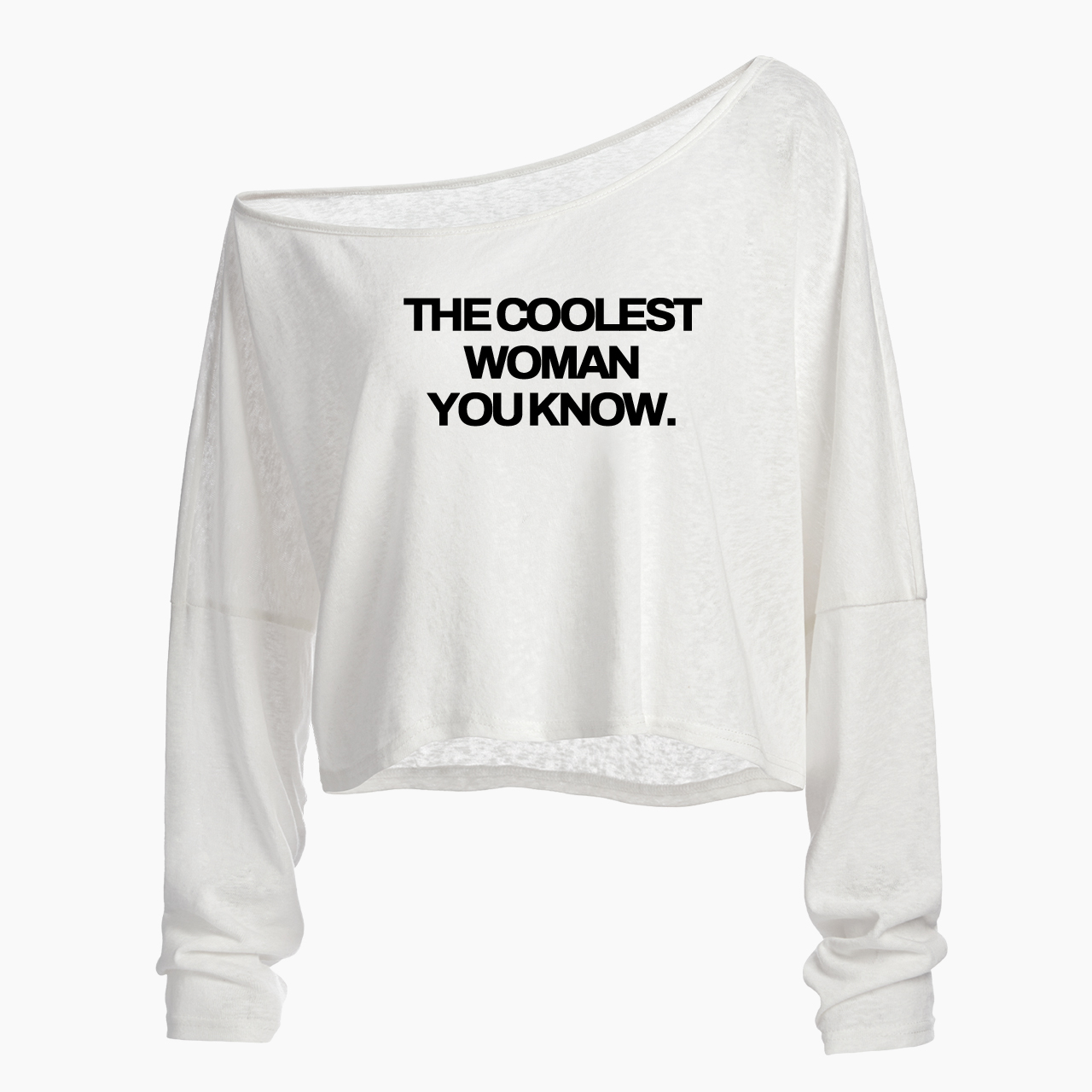 The Coolest Woman You Know Off Shoulder Long Sleeve Crop Top