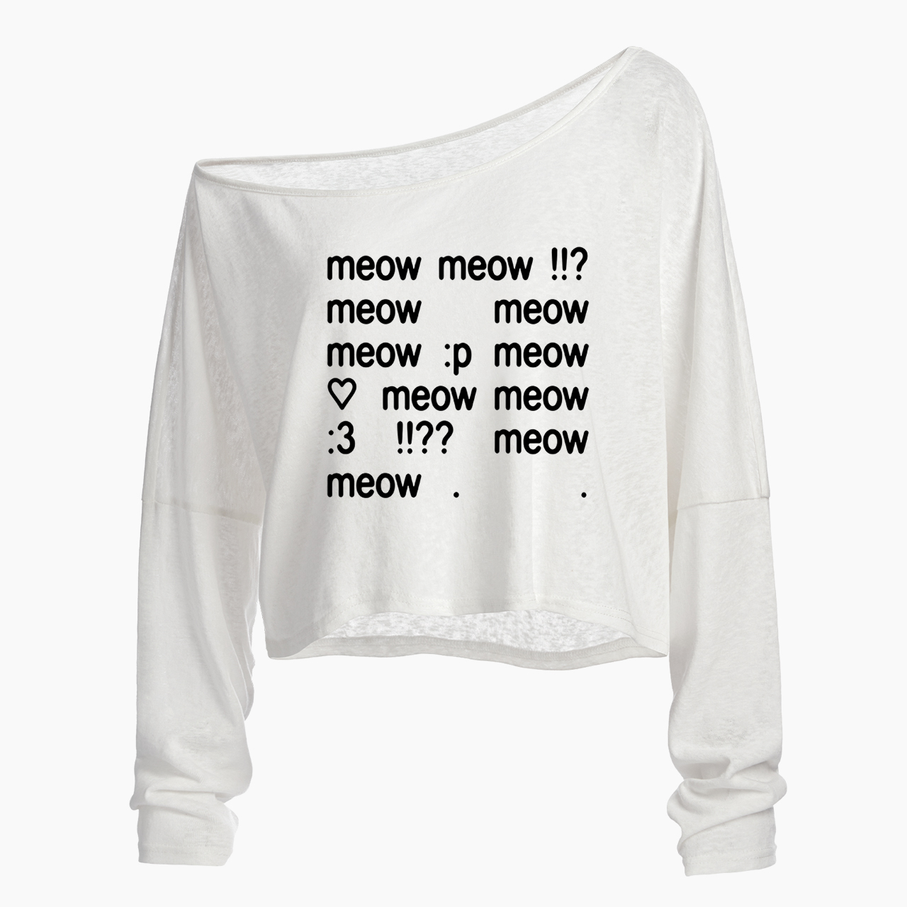 Meow Coquette Kitten Off Shoulder Long Sleeve Crop Top
