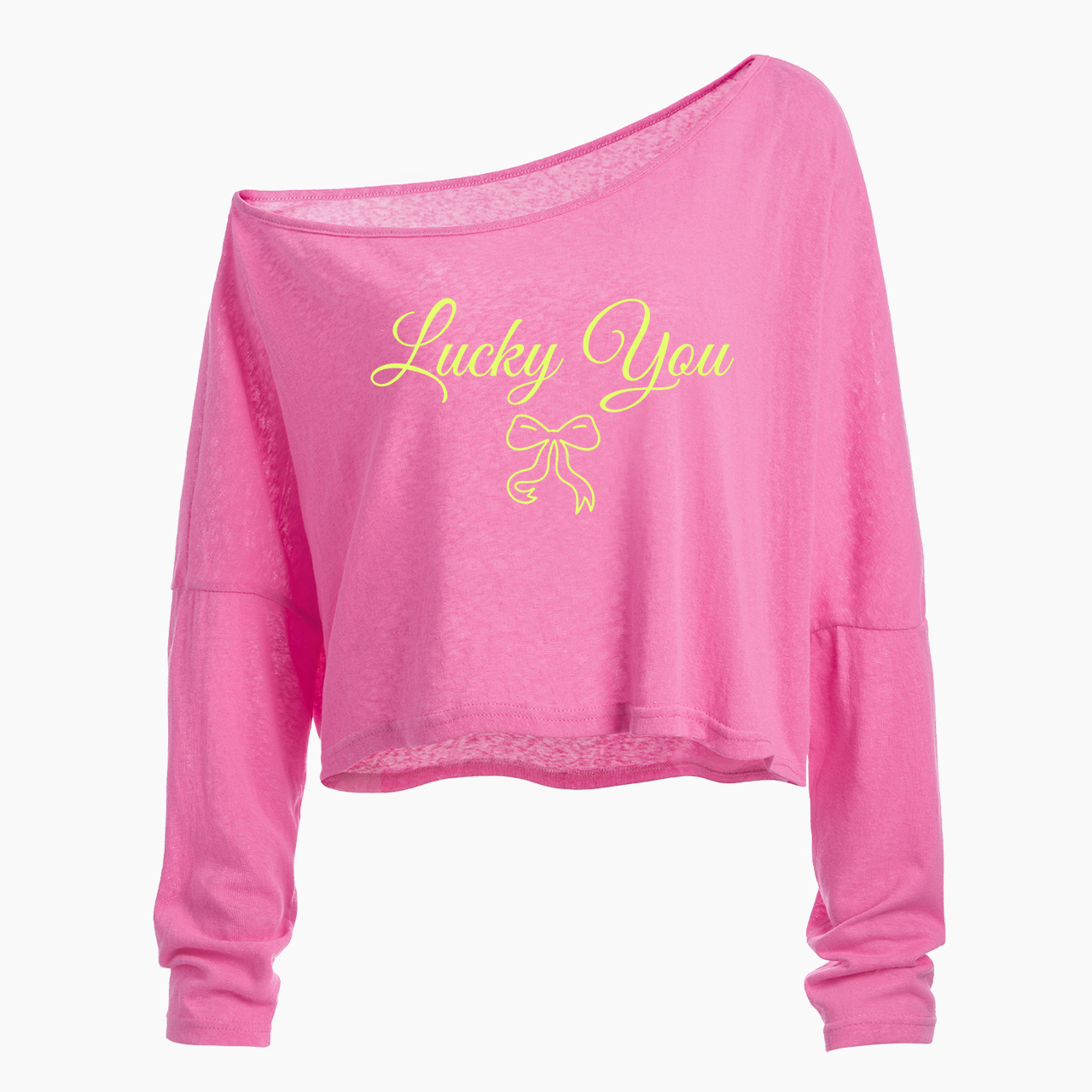 Lucky You Off Shoulder Long Sleeve Crop Top