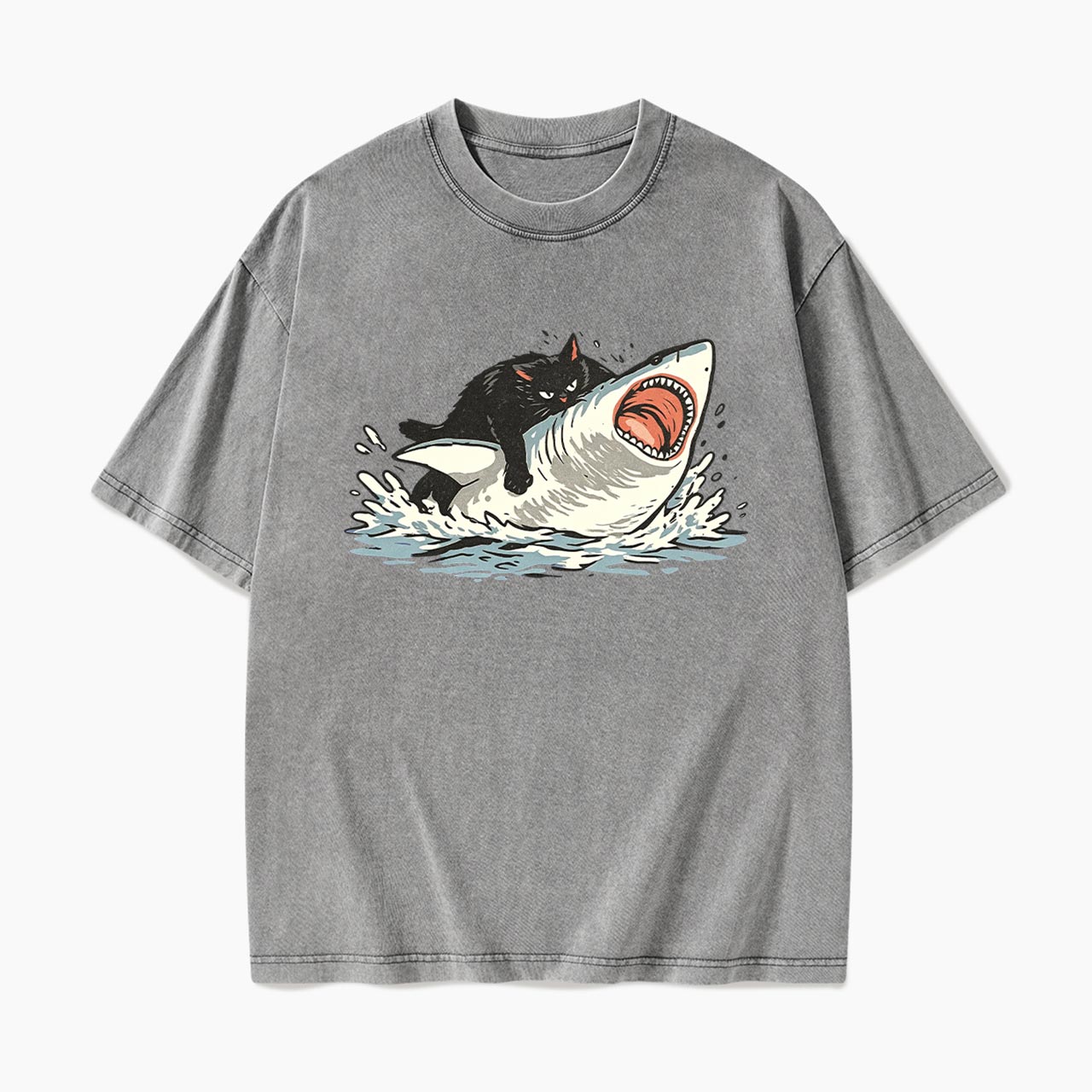 Fat Cat Vs Shark Washed Tees
