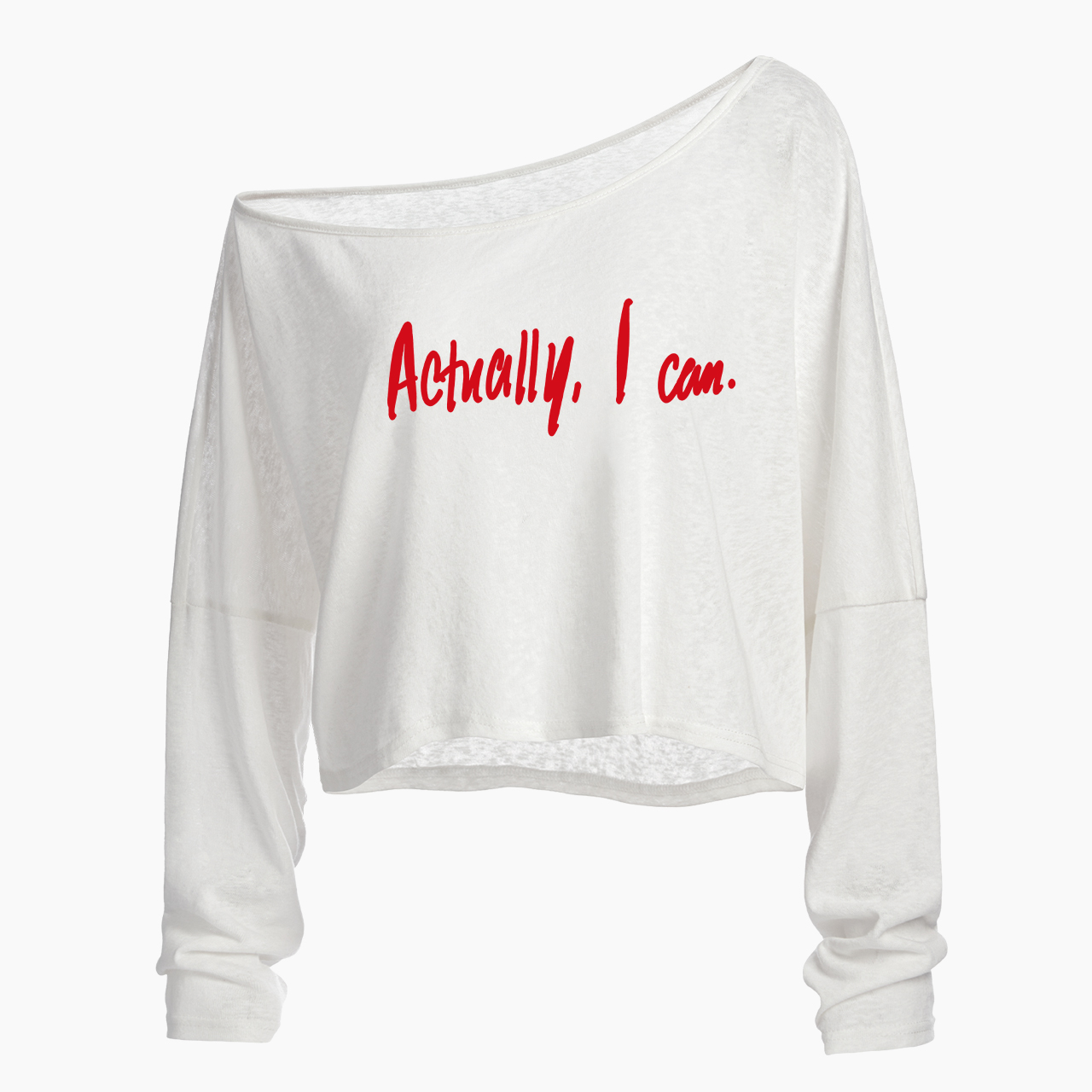 Actually I Can Off Shoulder Long Sleeve Crop Top