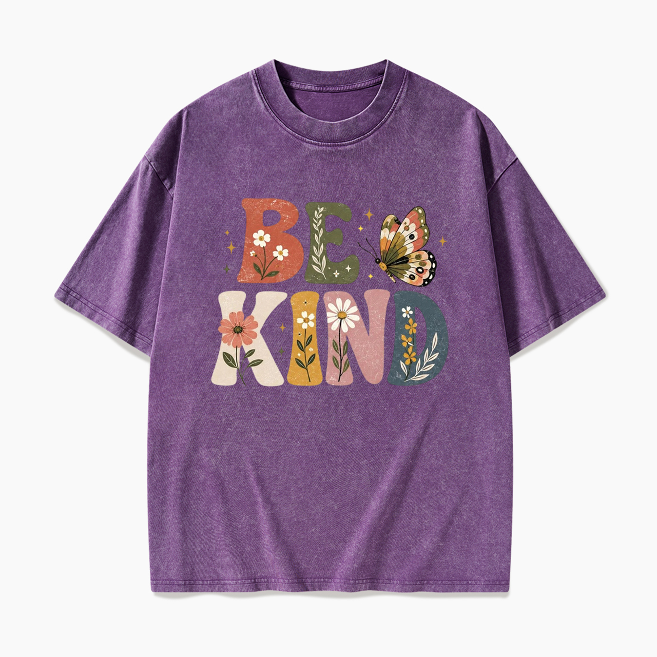 Be Kind Floral Butterfly Washed Tees