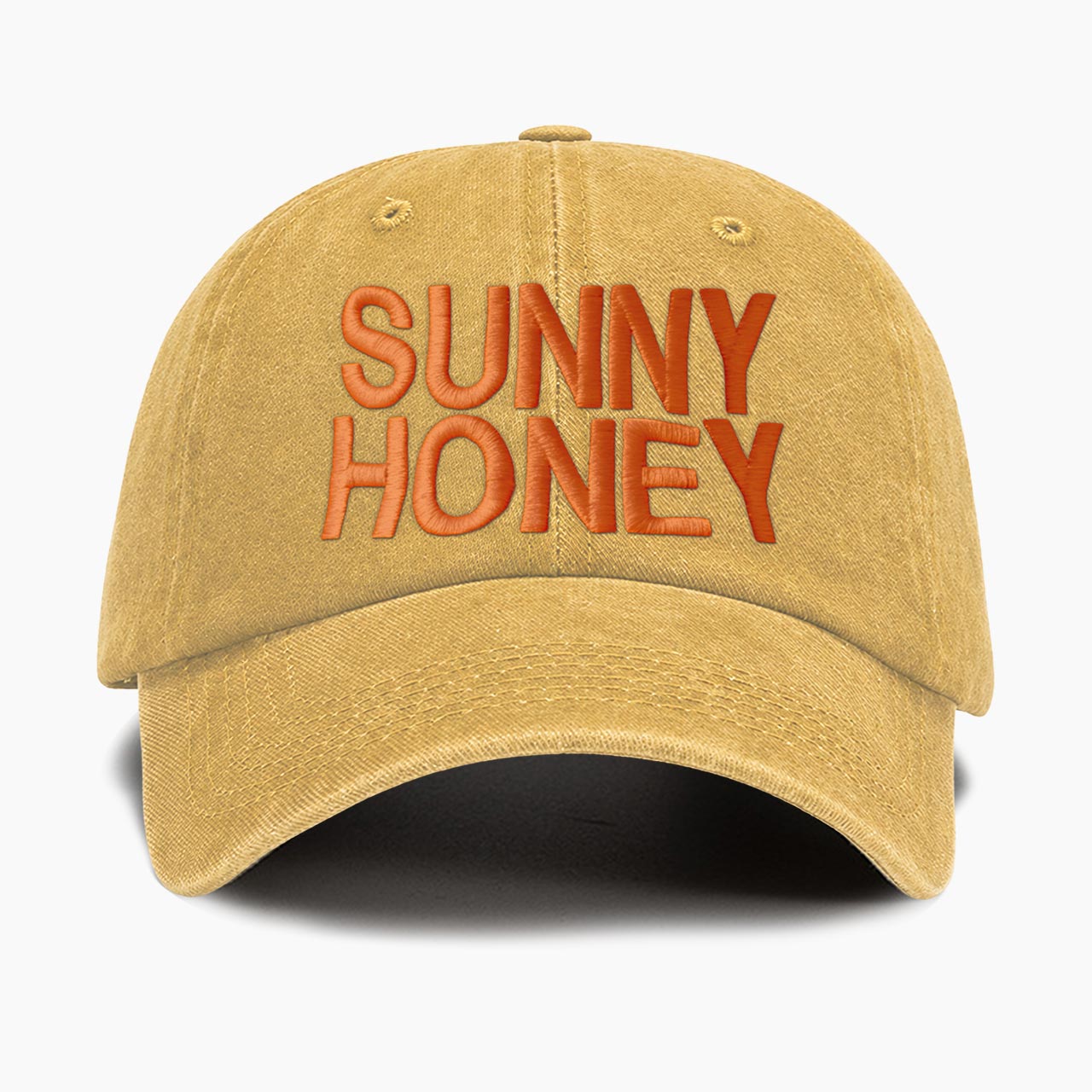 Embroidered Sunny Honey Washed Baseball Cap