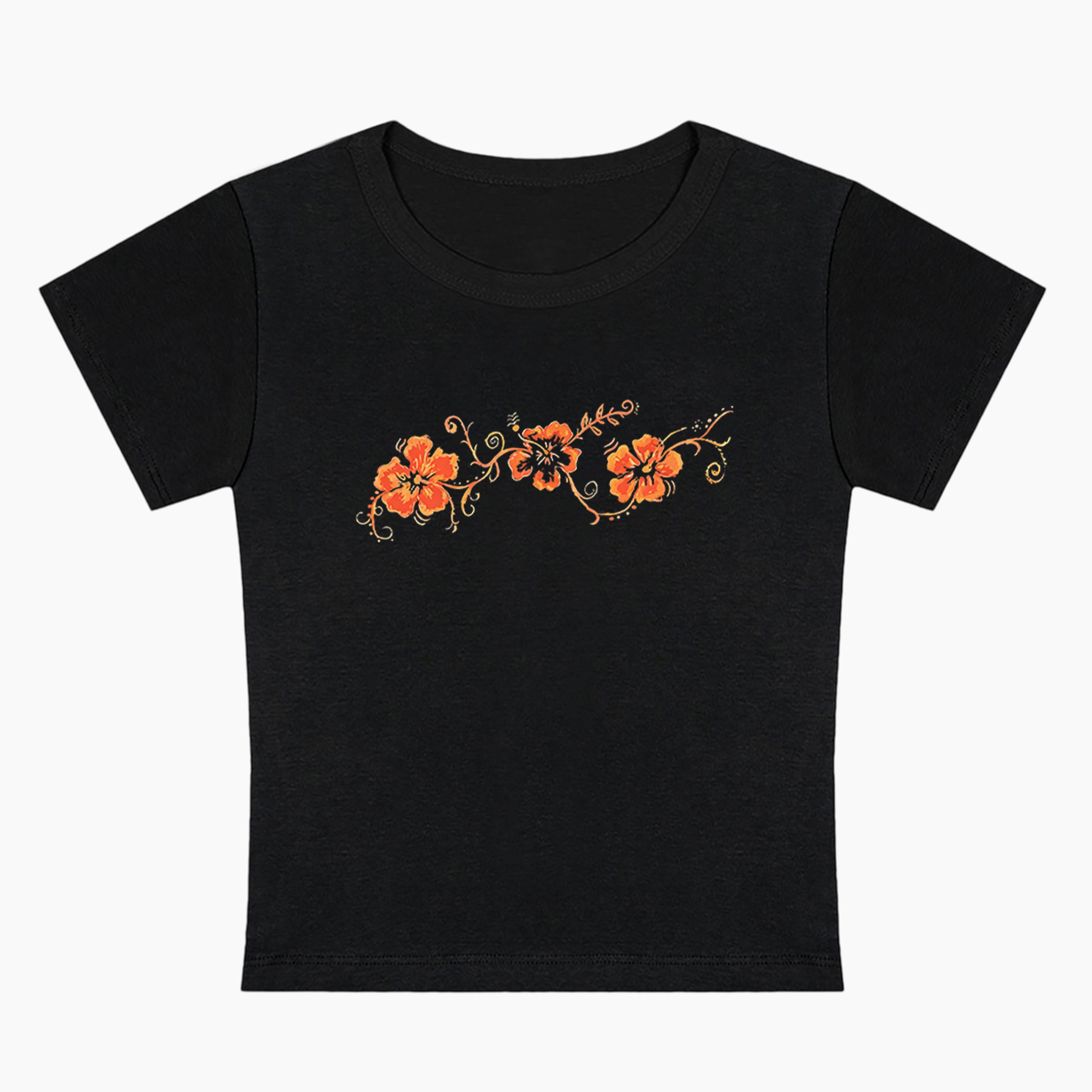 Orange Flower Baby Tee