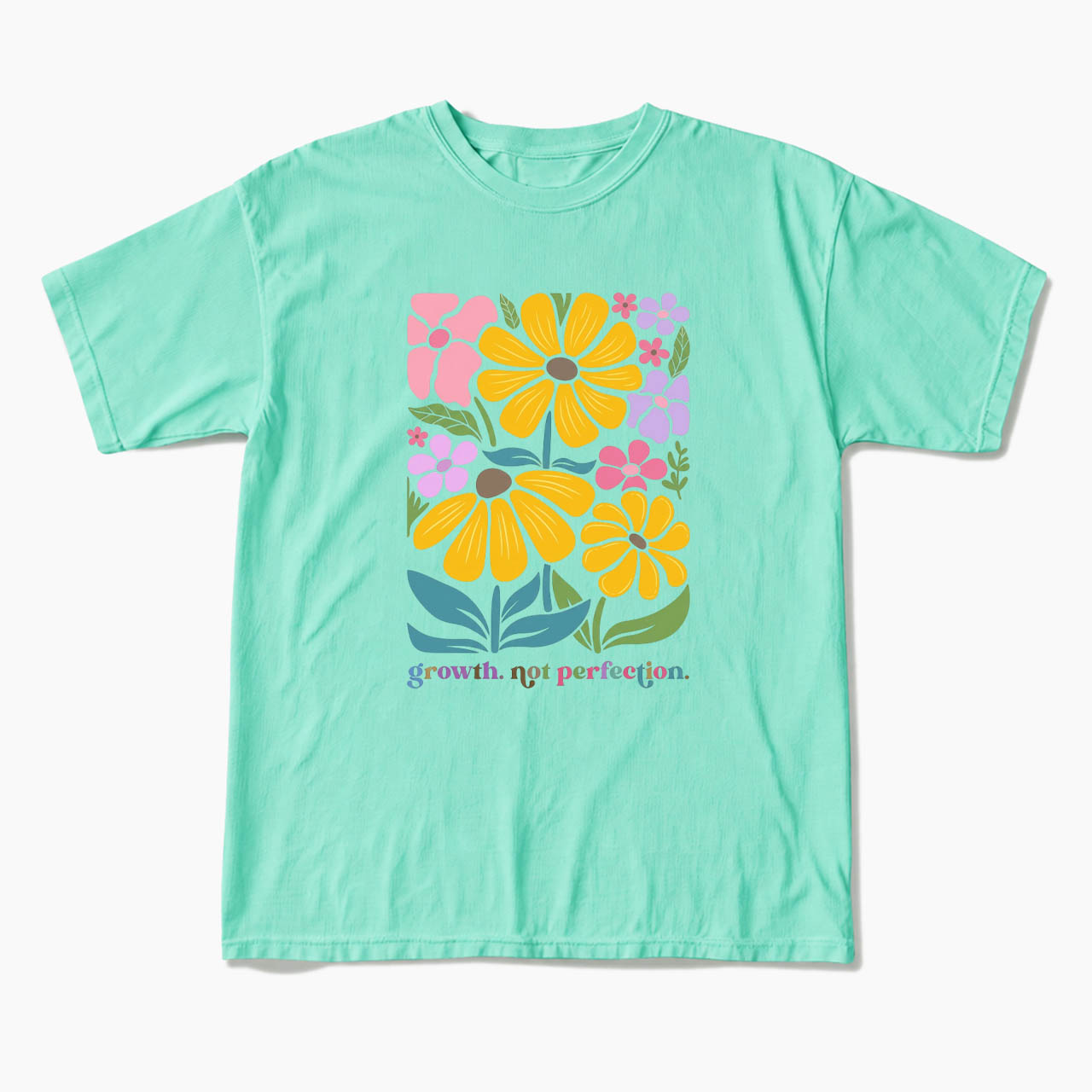 Growth Not Perfection Floral T Shirts