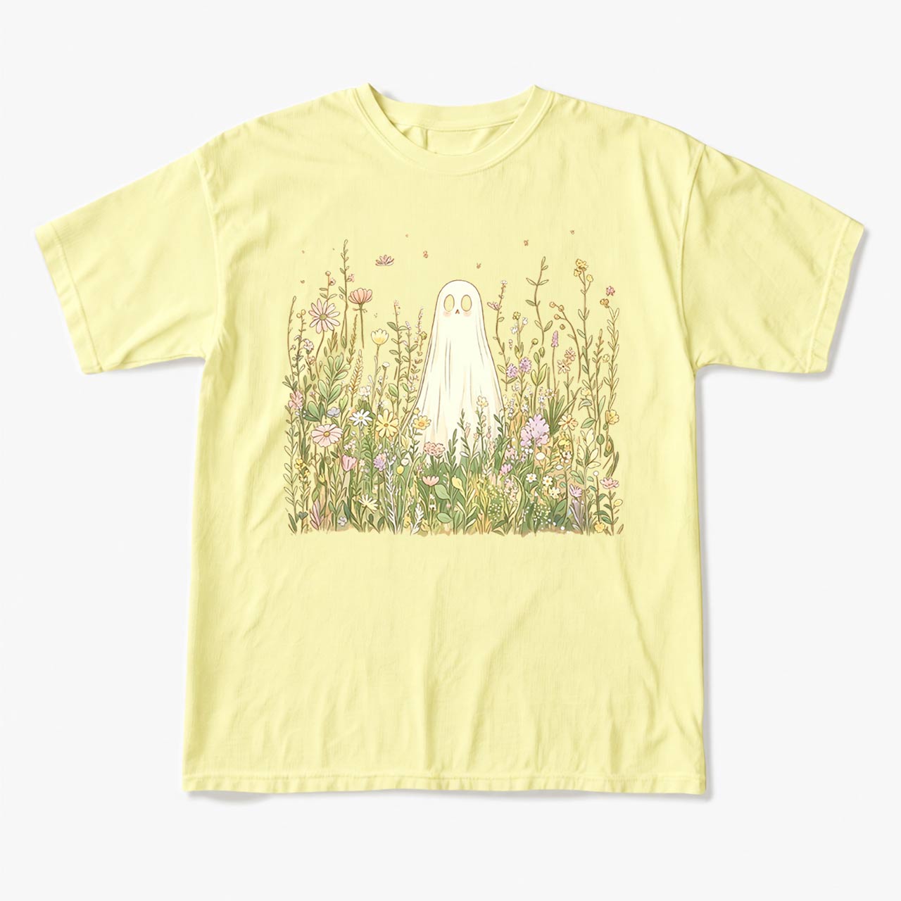 Cute Ghost with Wildflowers T Shirts