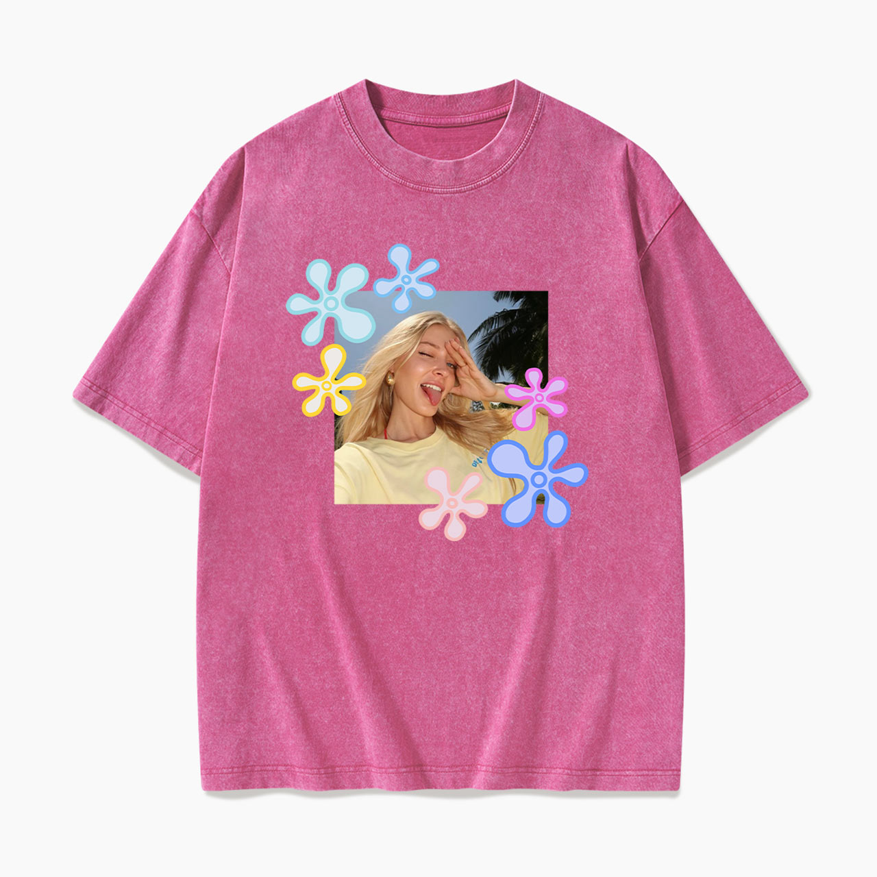 Personalized Flower Photo Washed Tees